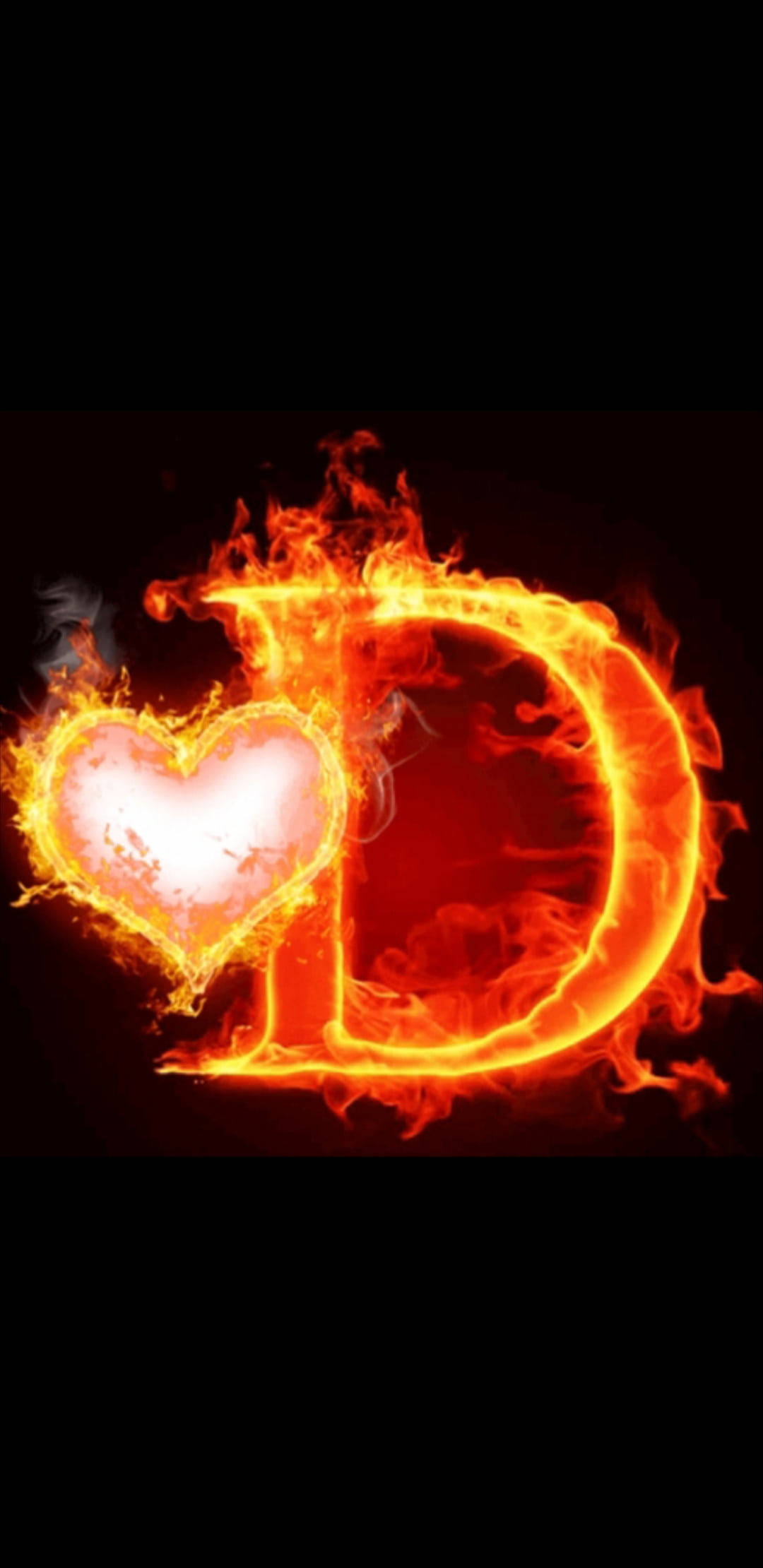 Download Burning Heart With Letter D Wallpaper 