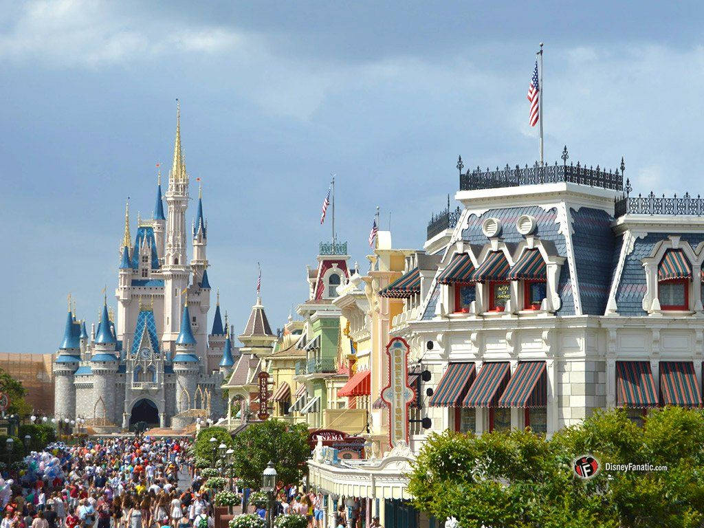Bustling Day At Disney World Background