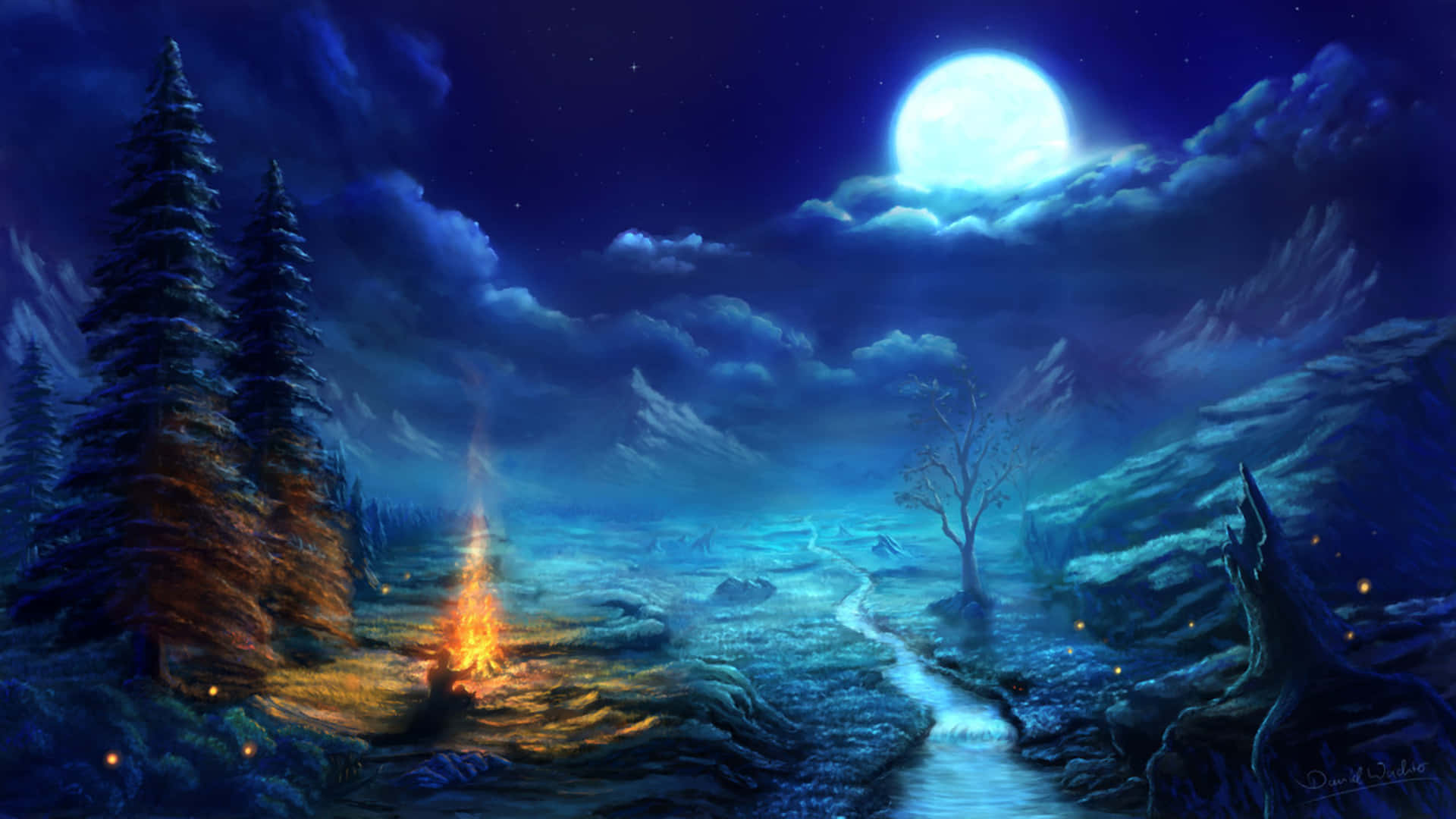 Download Campfire Fantasy Land Vector Art Wallpaper 