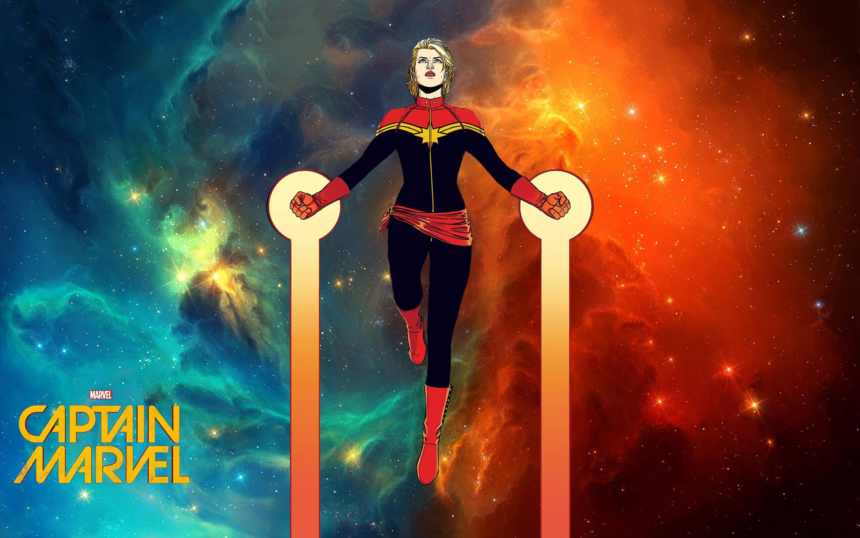 Download Captain Marvel 4k Cartoon Illustration Flying Wallpaper |  
