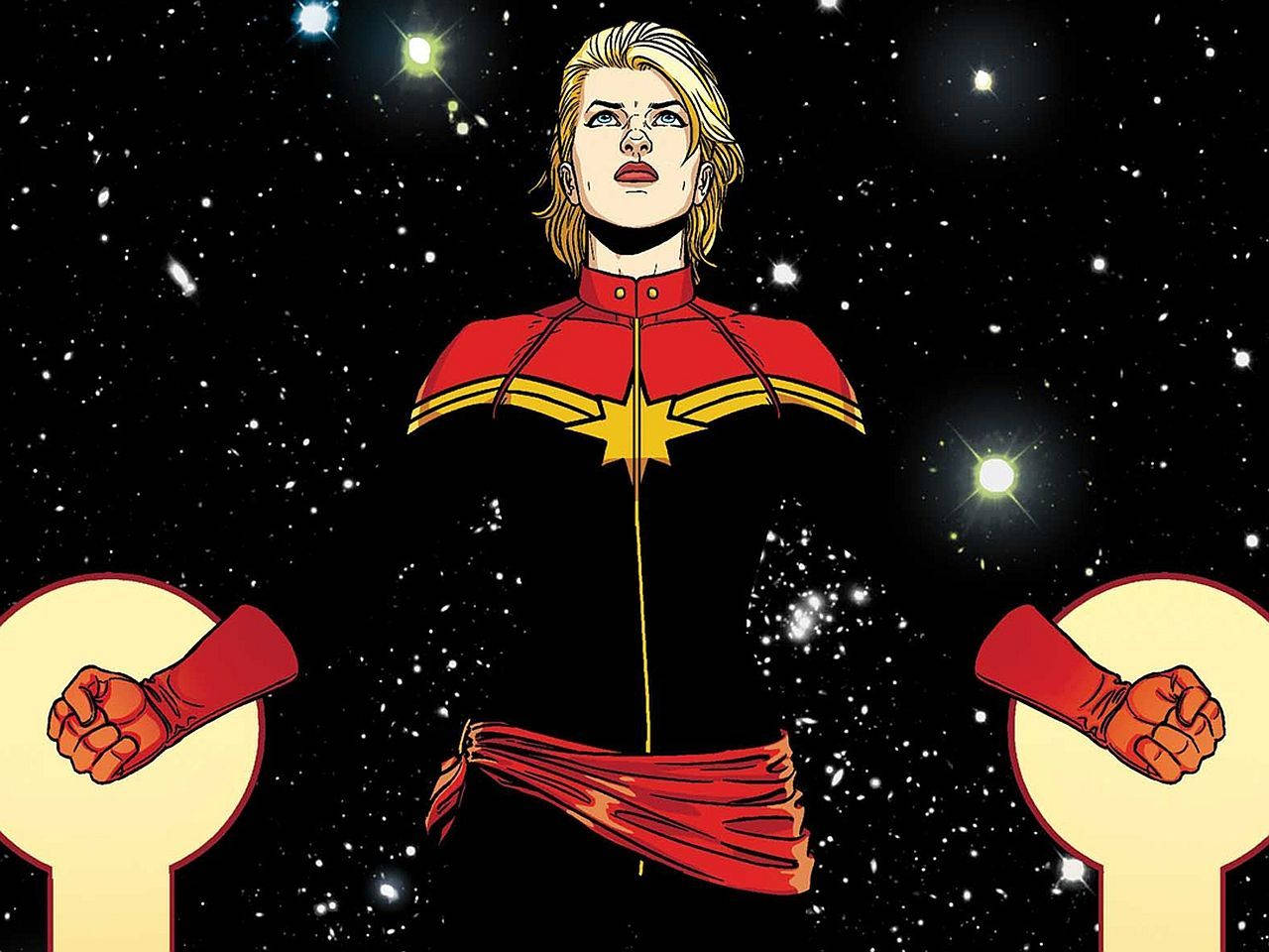Captain Marvel In Black Costume Background