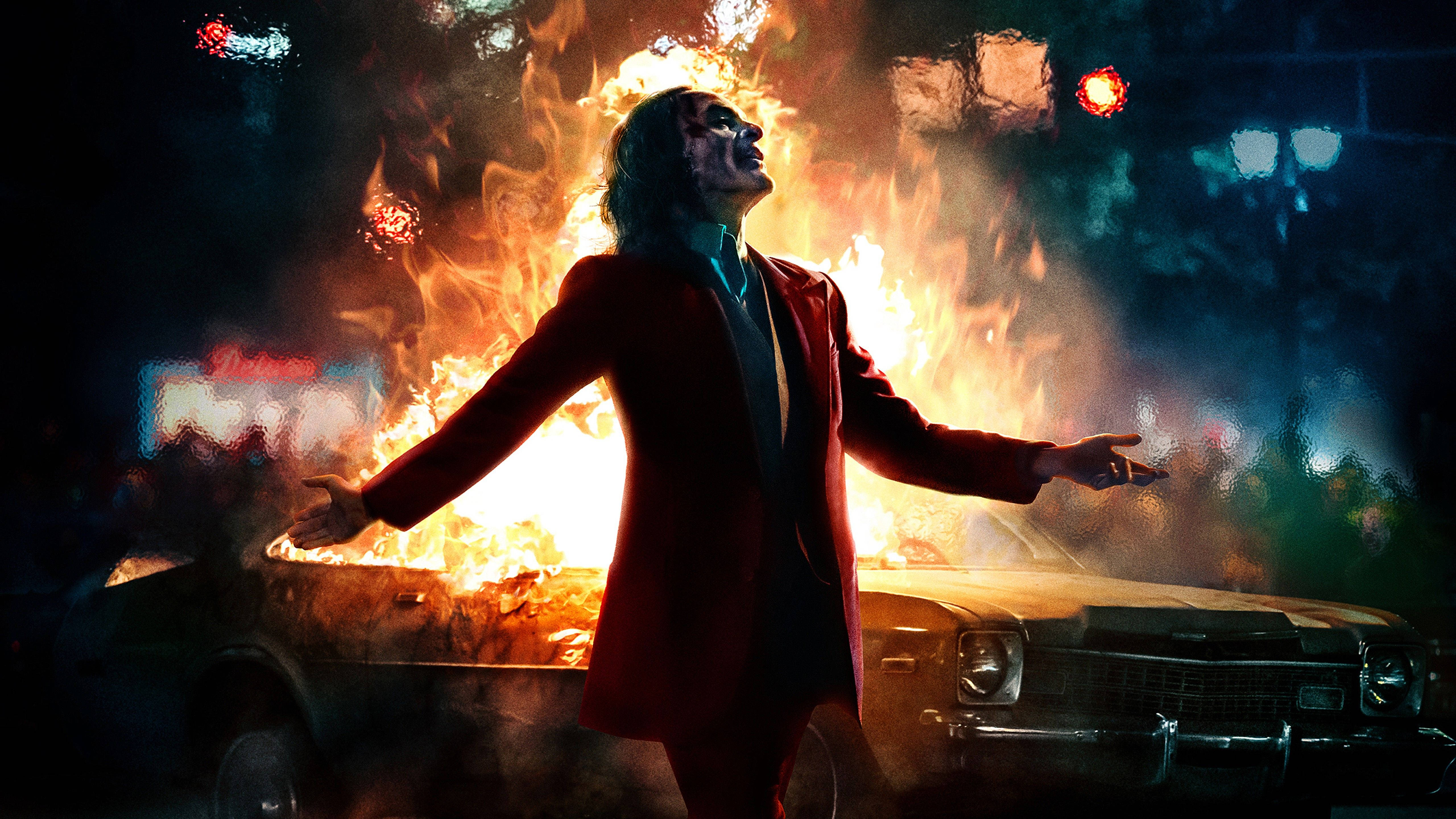 Car On Fire Joker 2019 Background
