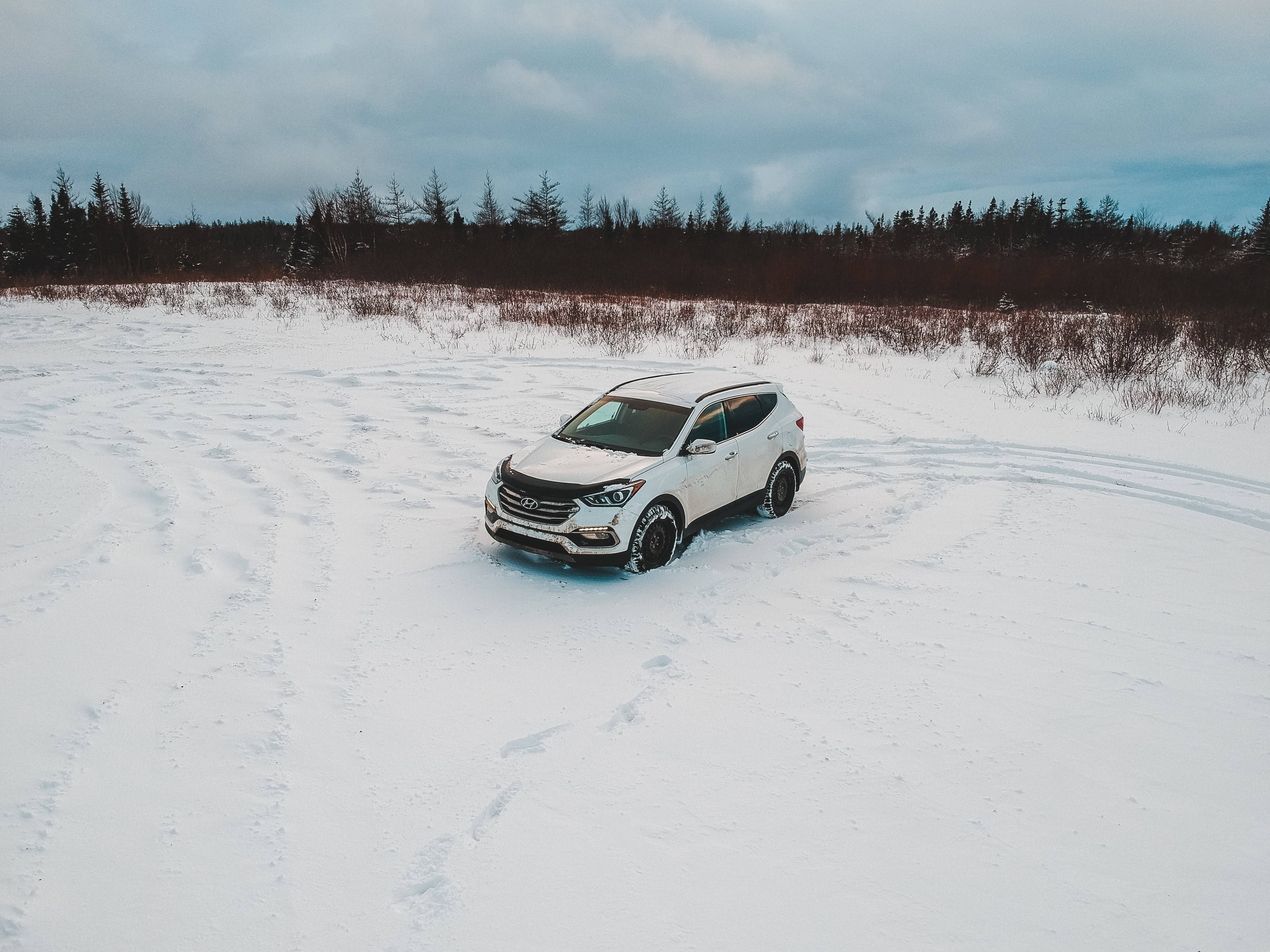 Car, White, Suv, Snow, Winter Background