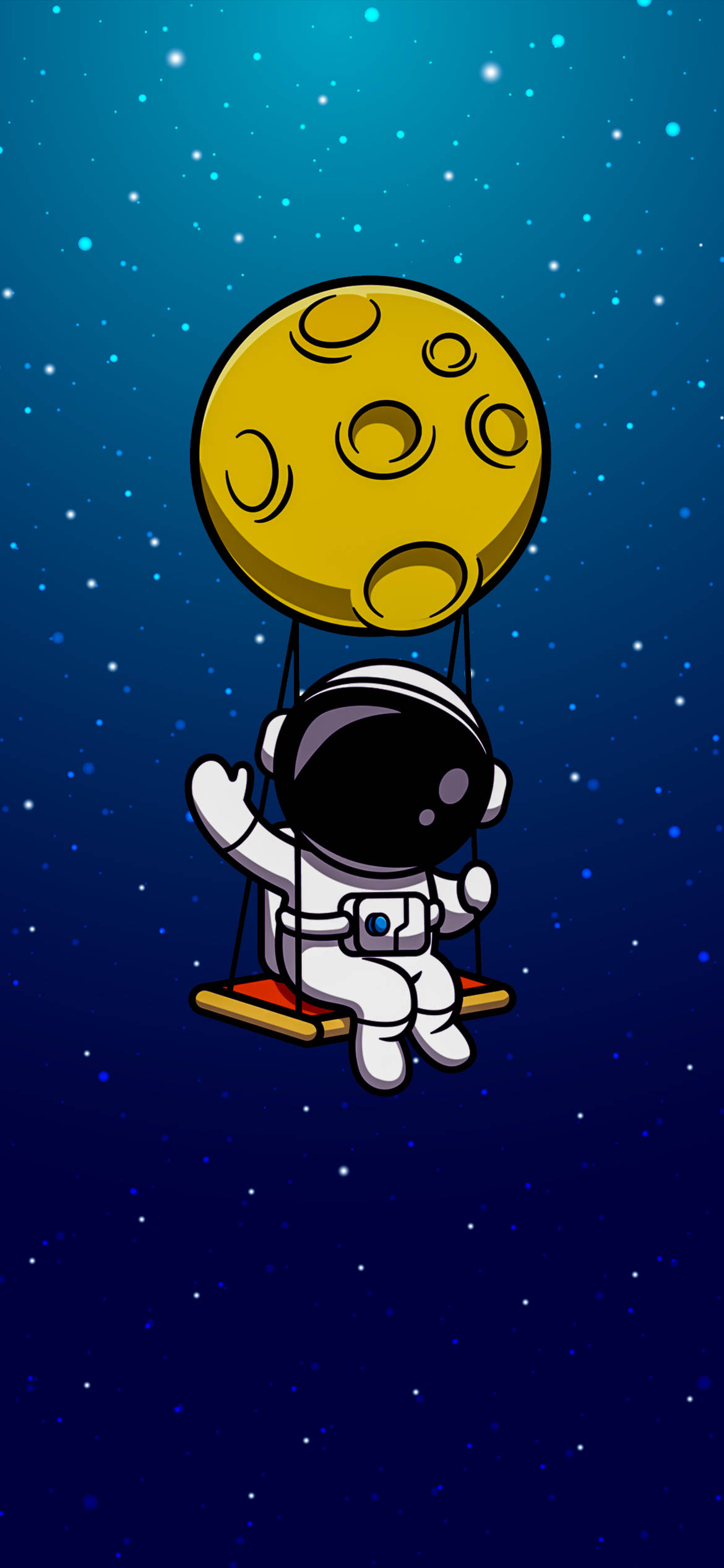 Download Cartoon Astronaut On A Swing Wallpaper 