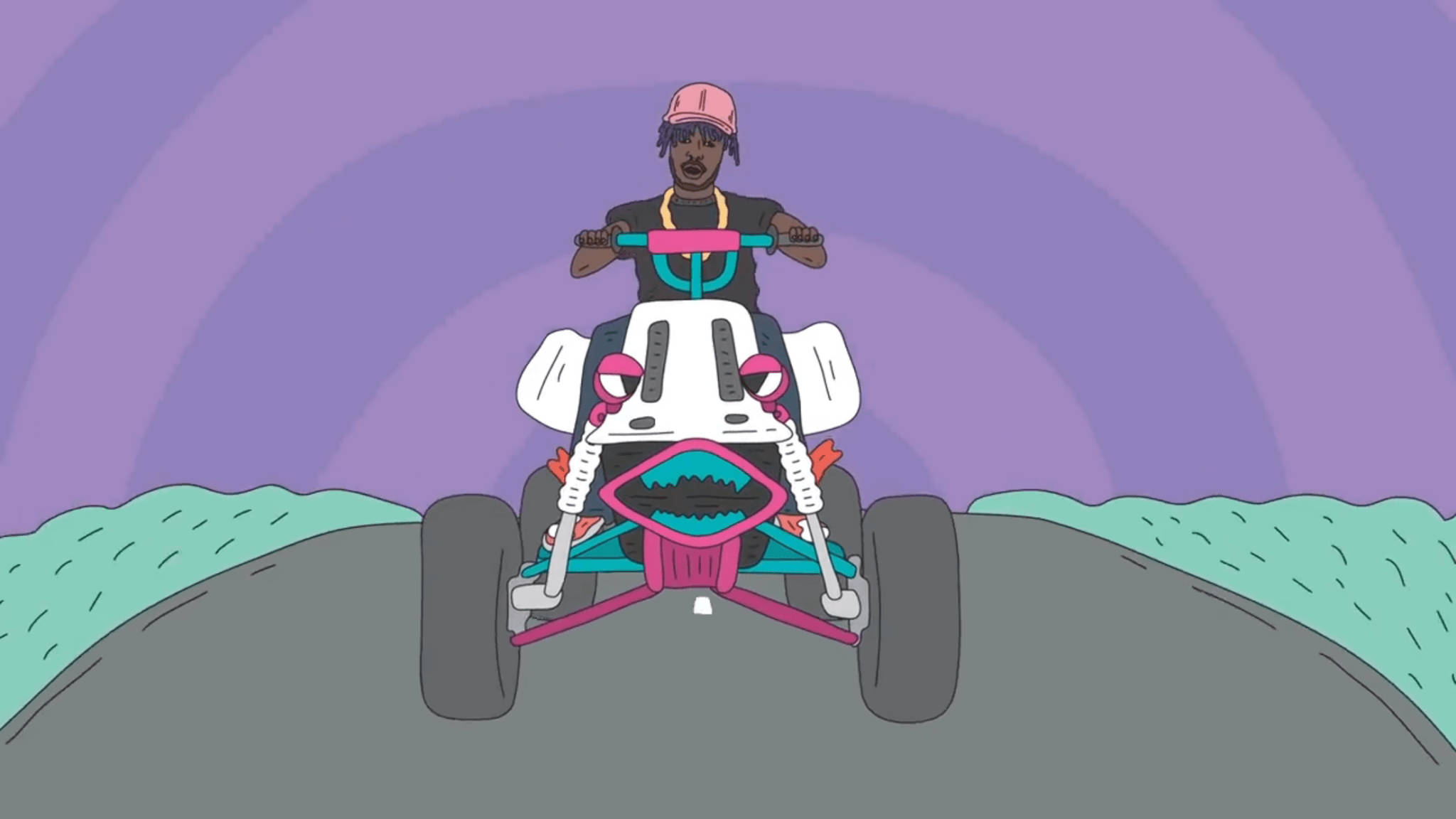 Cartoon Lil Uzi Vert Quad Bike Background