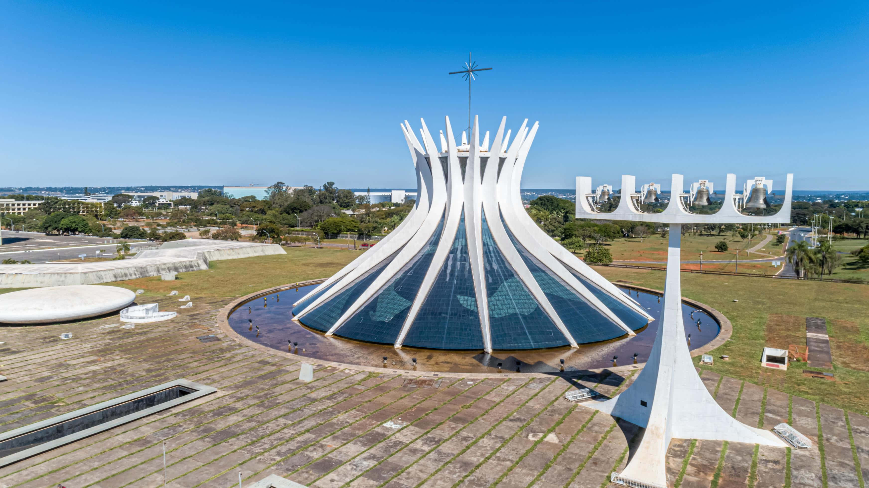 Download Cathedral Of Brasilia Aerial View Wallpaper