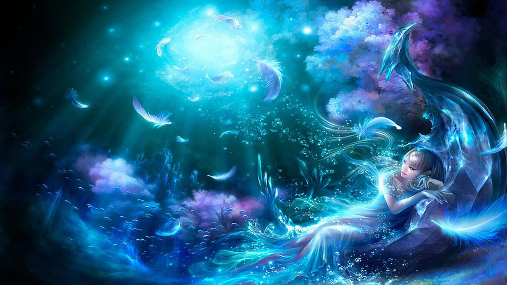 Sleeping Under Water Celestial Background Wallpaper. 
