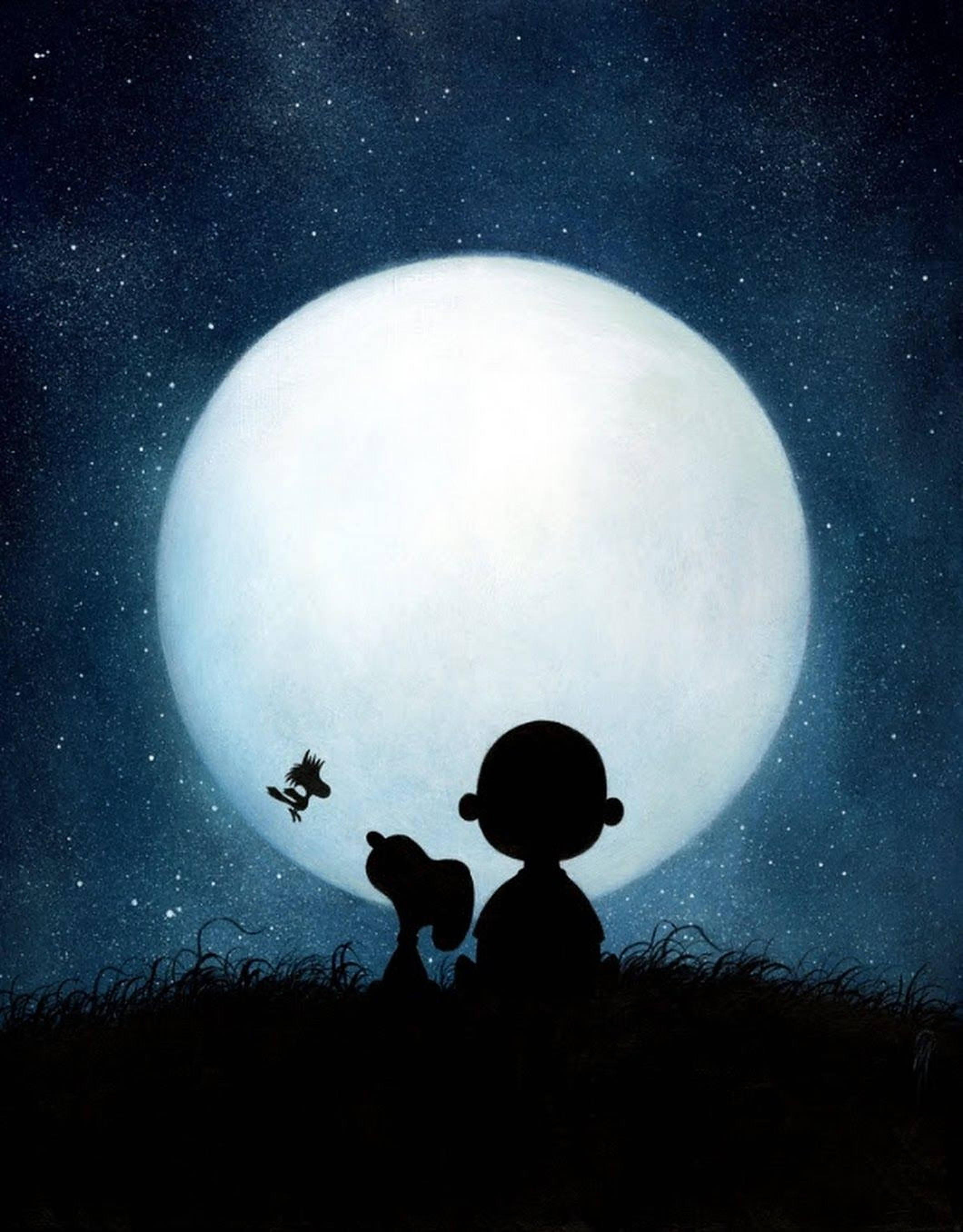 Charlie Brown Snoopy Full Moon Background