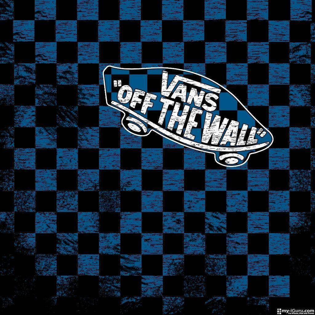 Checkered Blue Vans Off The Wall Background