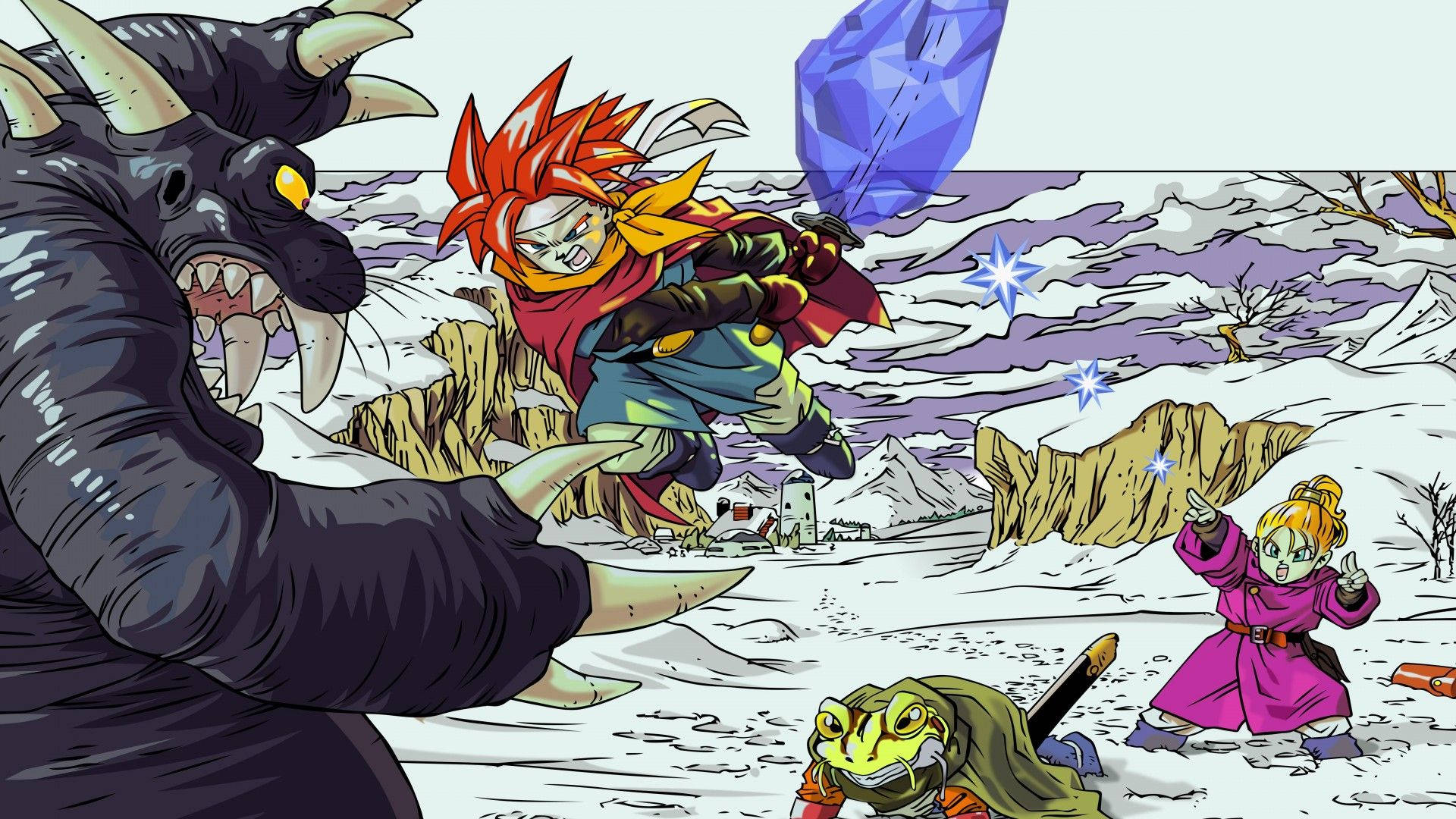 Chrono Trigger Battle Against Monster Background