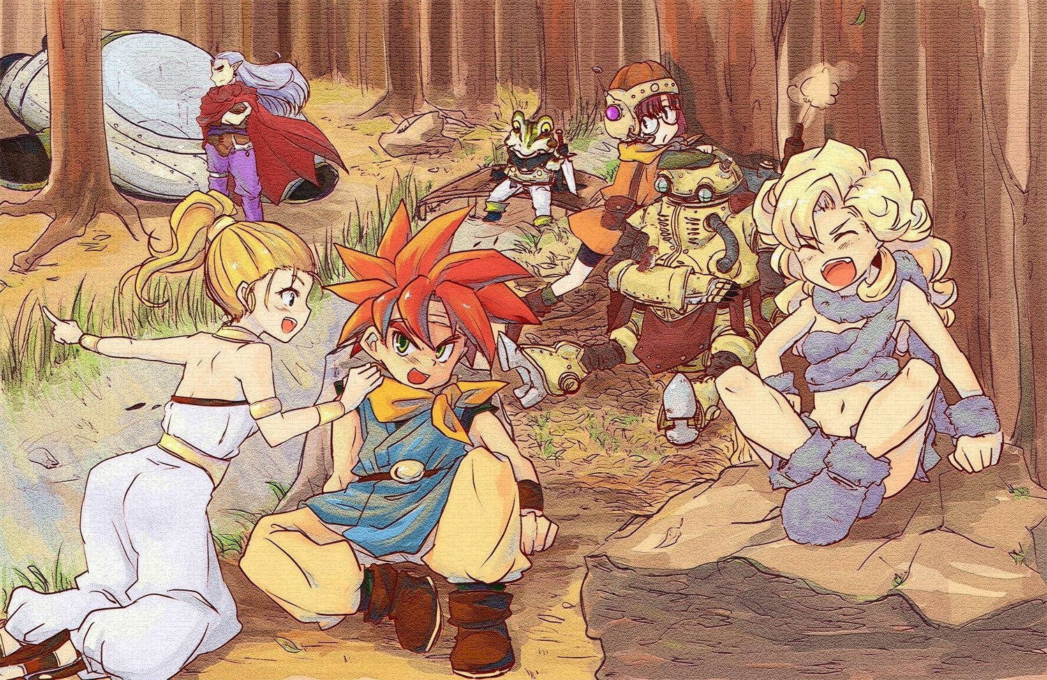 Chrono Trigger Characters In Forest Background