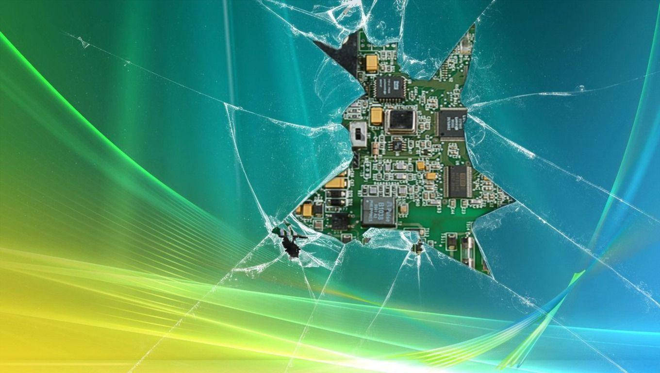 Circuit Board Cracked Screen Background