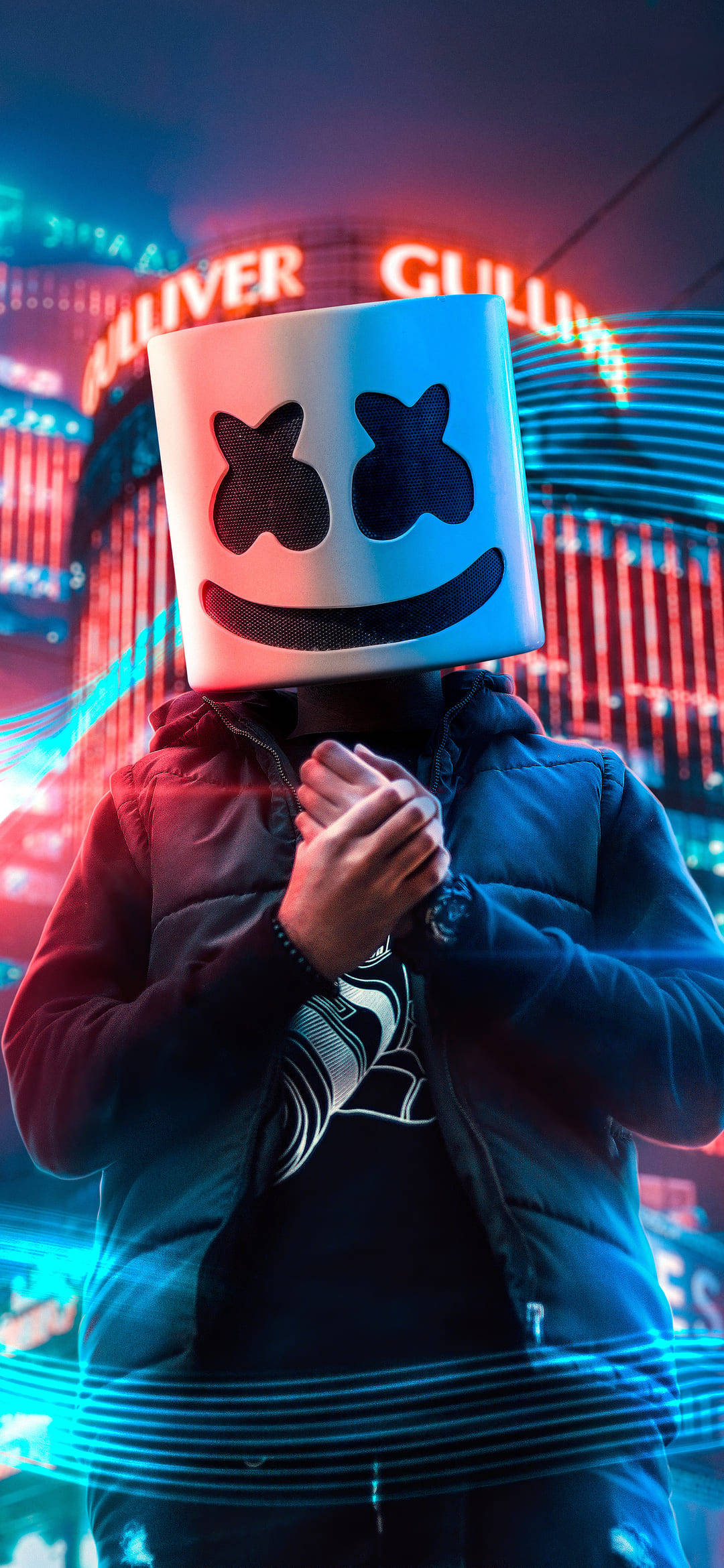 Download Neon Signs Background Marshmello Hd Iphone Wallpaper | Wallpapers .com