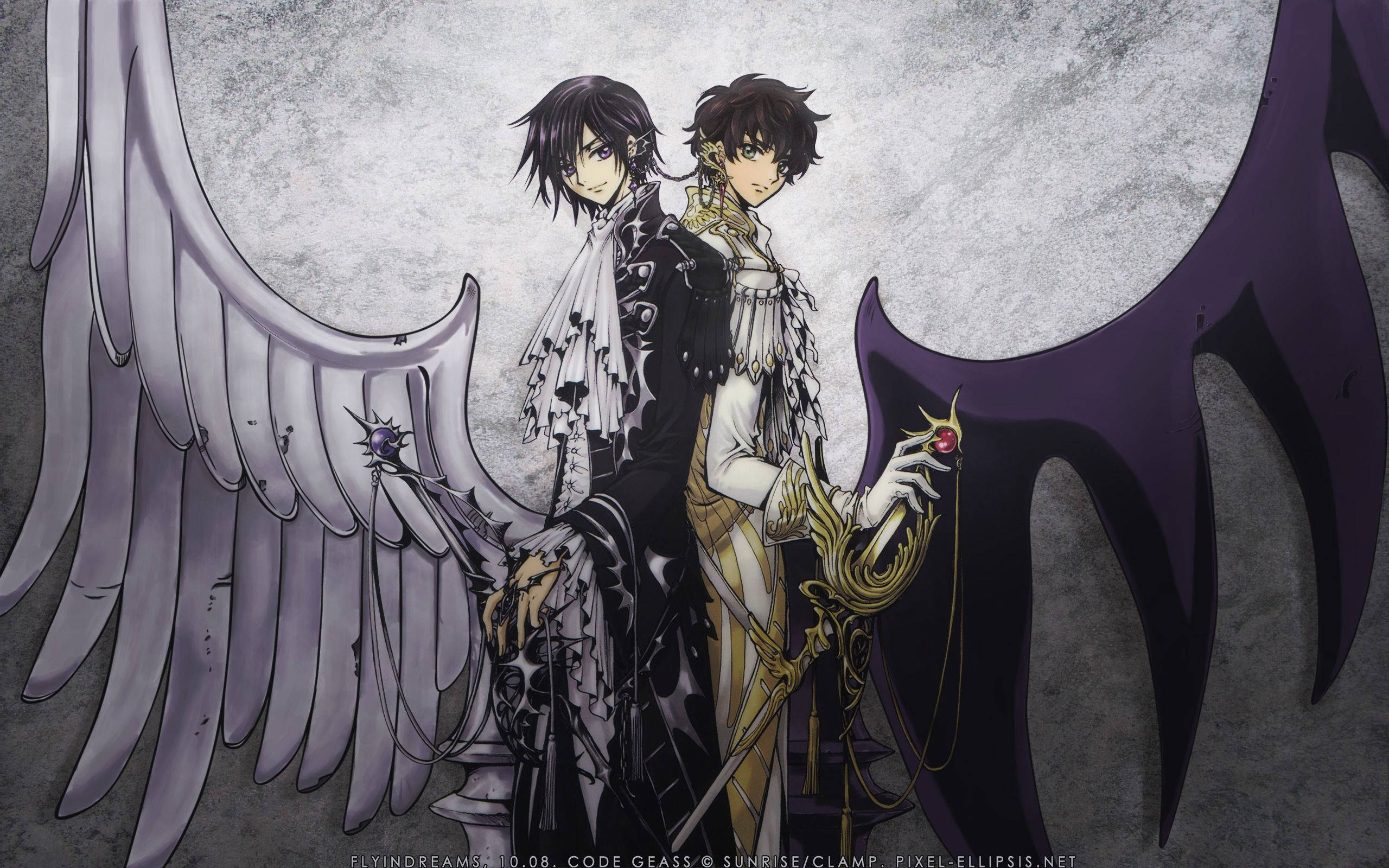 Code Geass Black And White Wings Hd Background