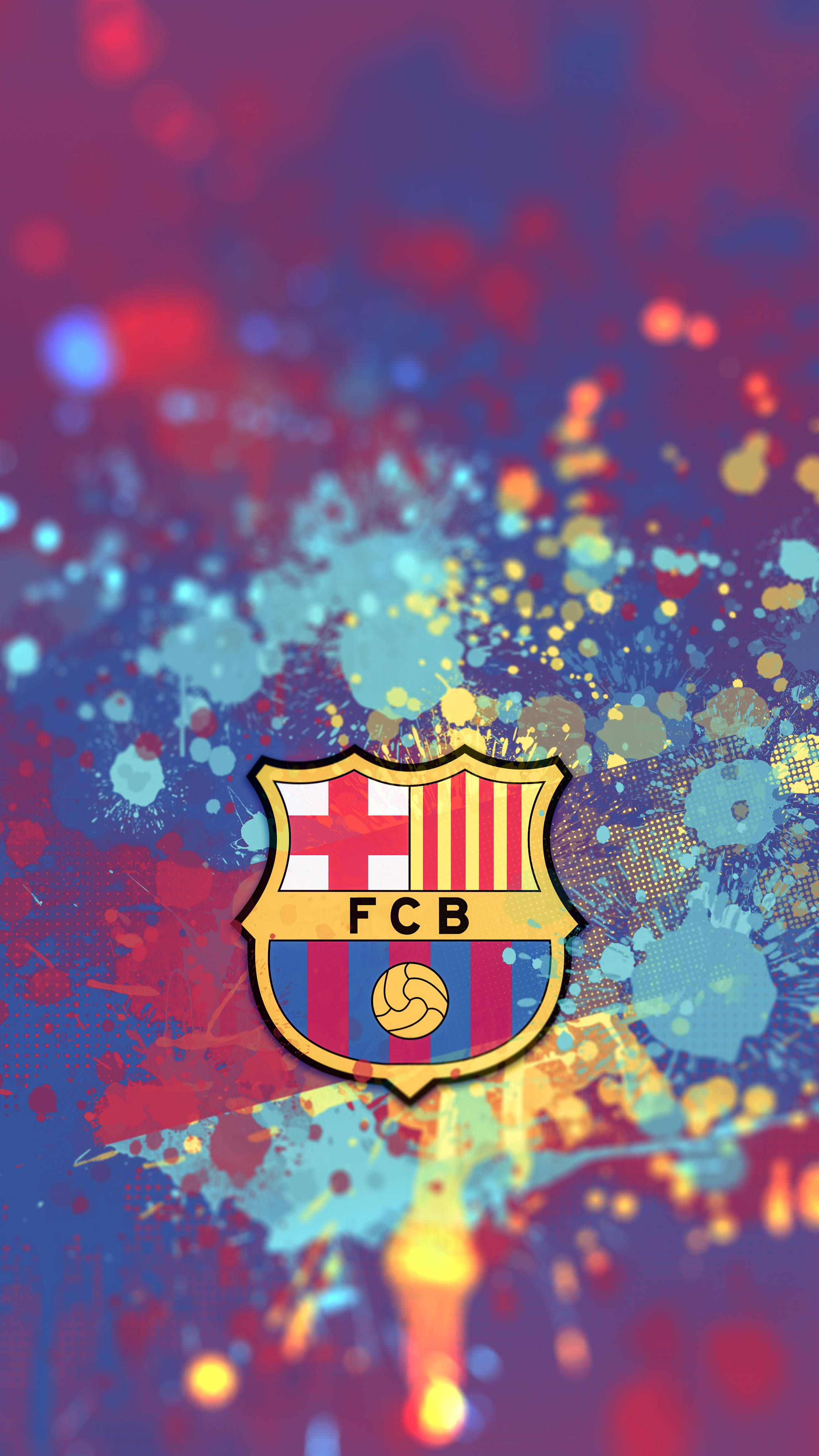 Download Colorful Barcelona Fc Paint Splatters Wallpaper 
