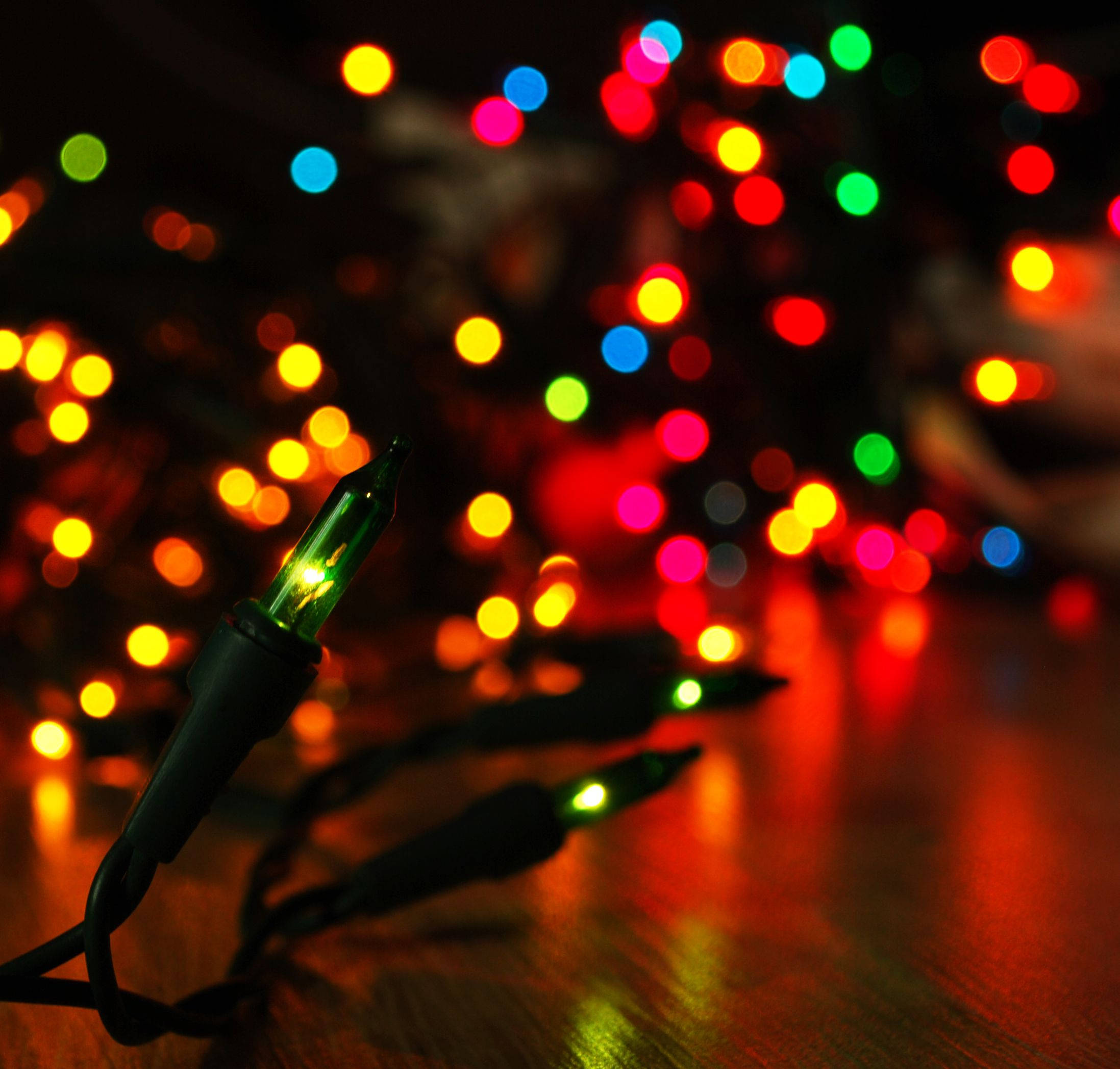 Colorful Bokeh Christmas Lights Macro Background