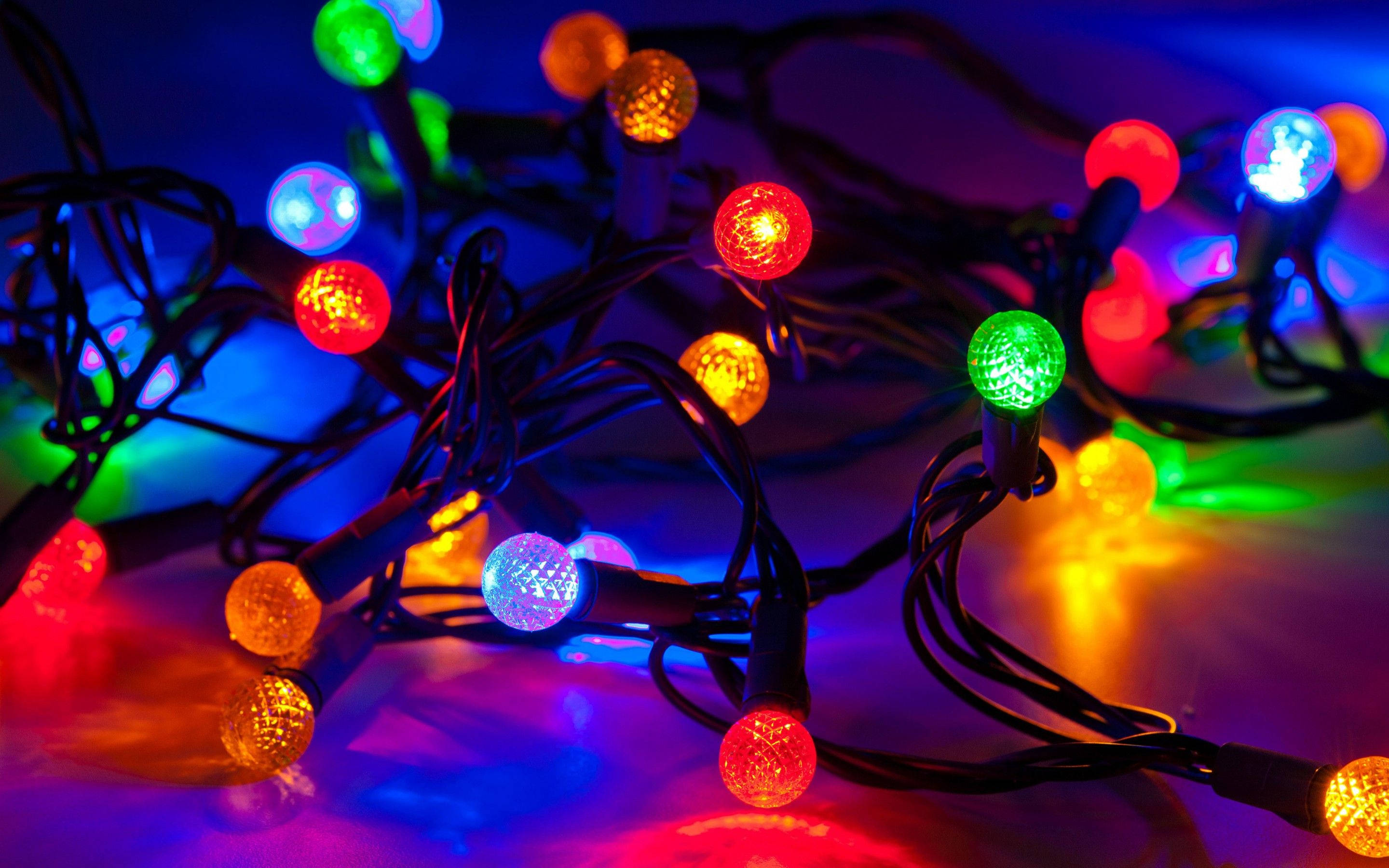 Colorful Round Christmas Lights Background