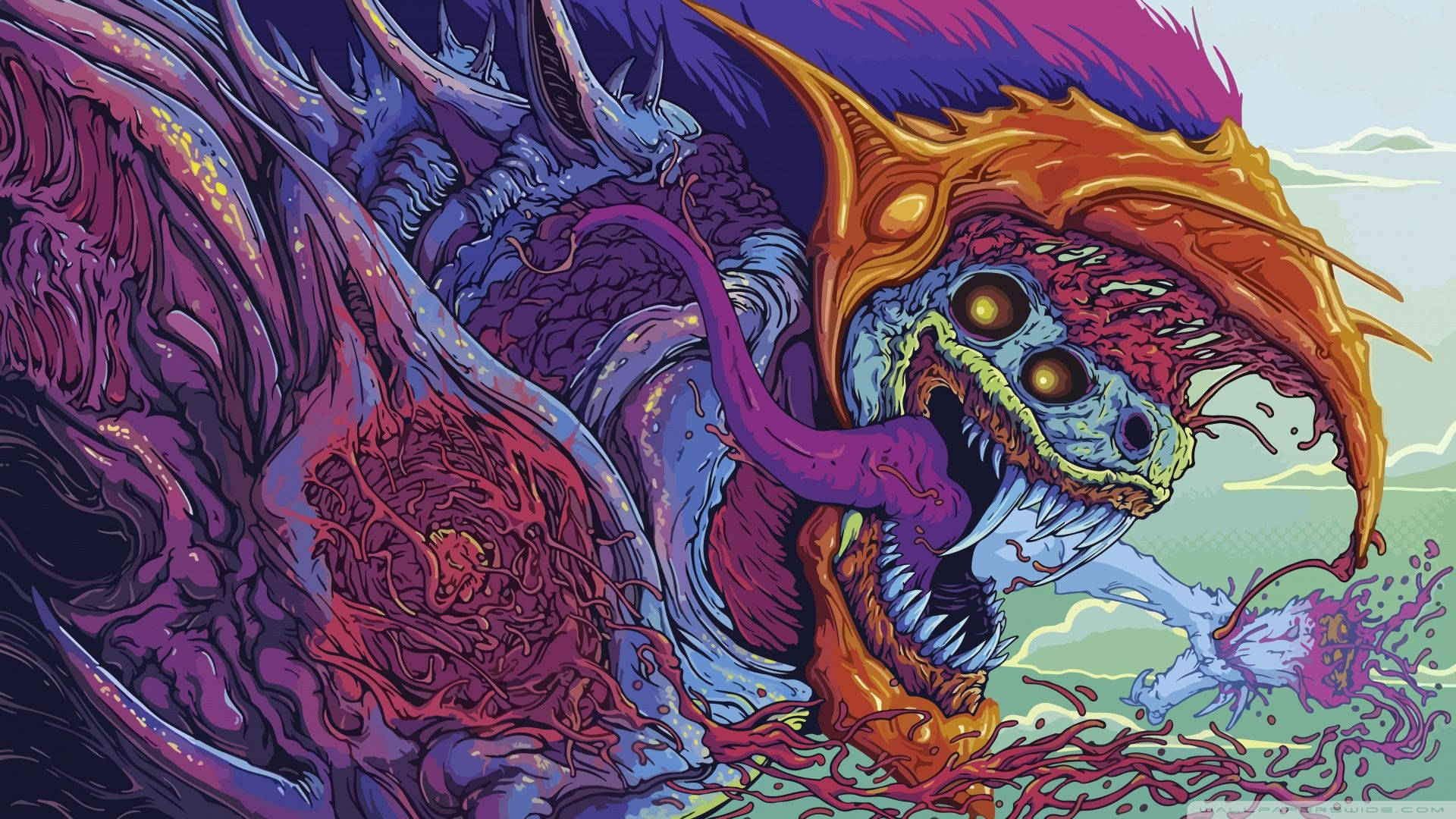 Colorful Scary Dragon Art Background
