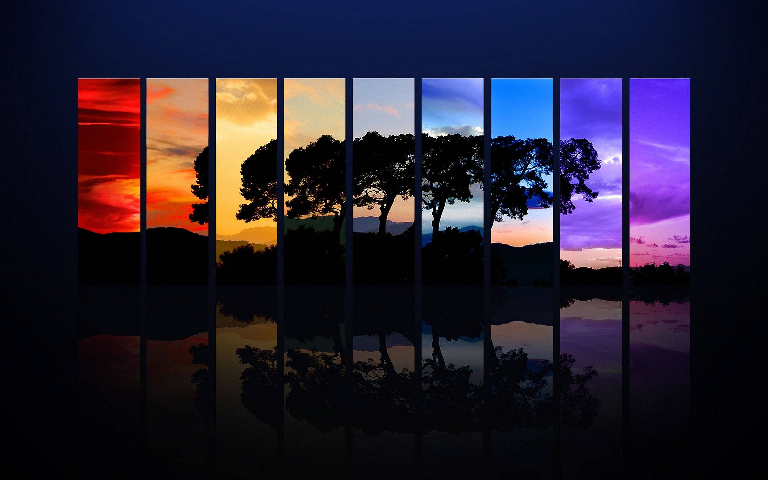 Colorful Spectrum Trees Desktop Background