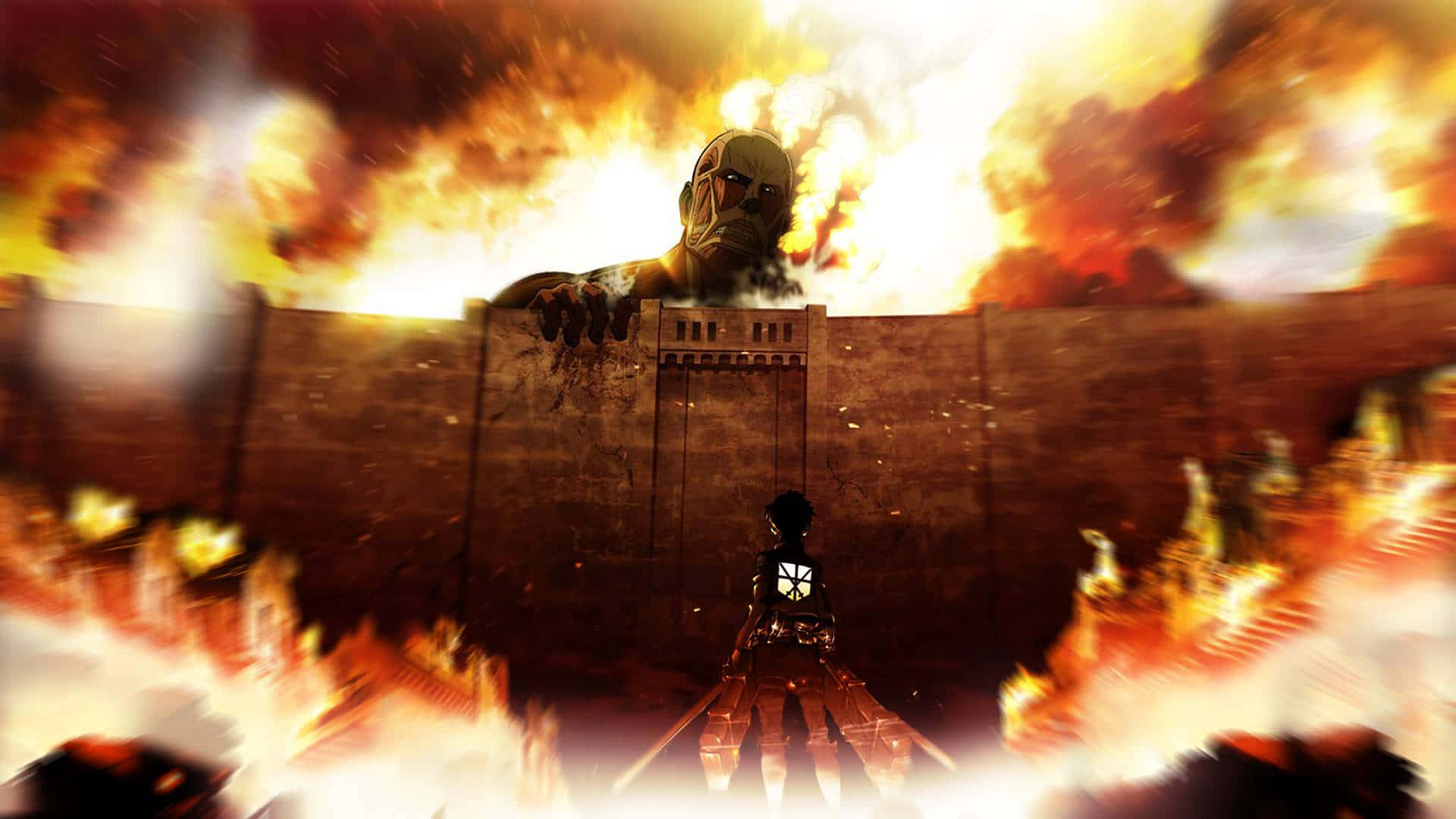 Aot wallpaper. Атака титанов Титан колосс. Атака титанов стена и колосс. Атака титанов Титан колосс за стеной.