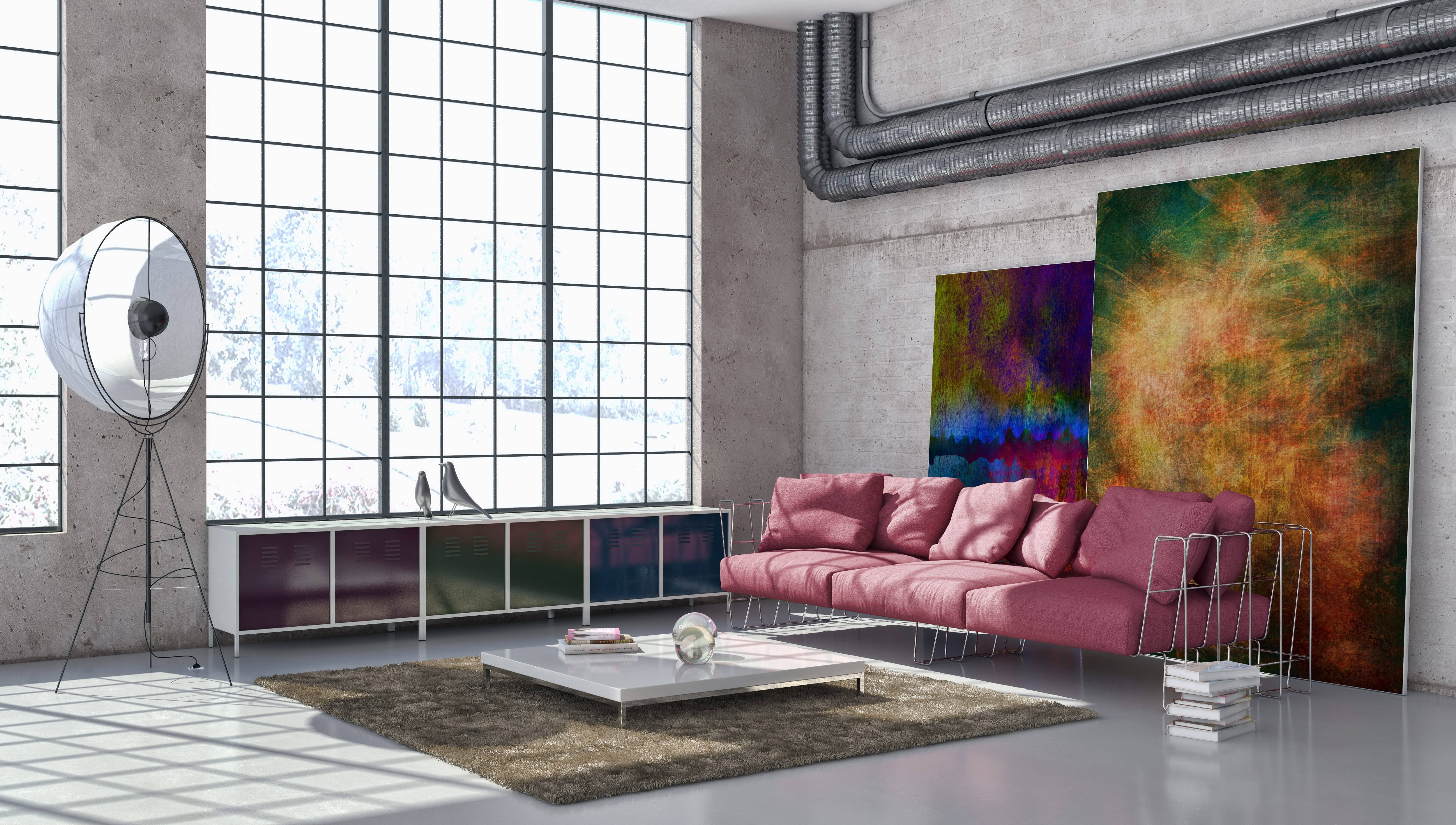 Concrete Finish Living Room Background