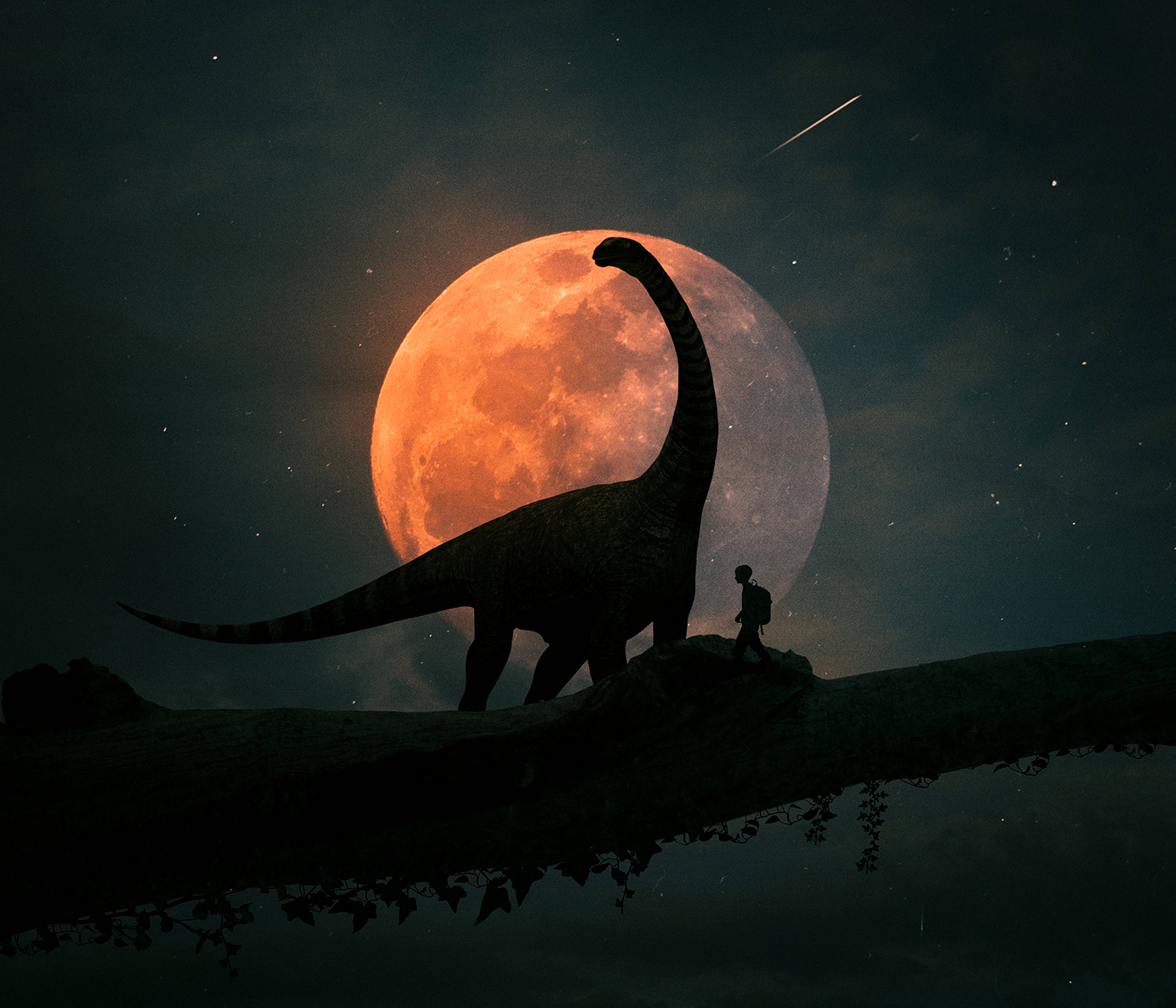 Cool Hd Dinosaur And A Boy Background