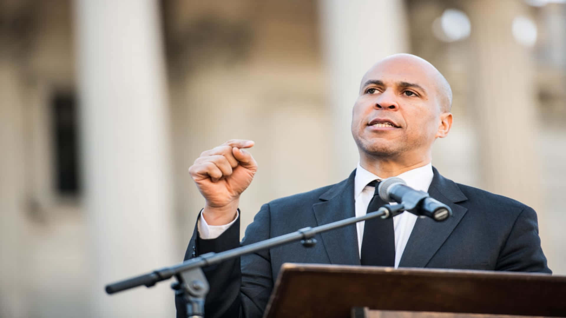 Download Cory Booker Delivering Speech Wallpaper | Wallpapers.com