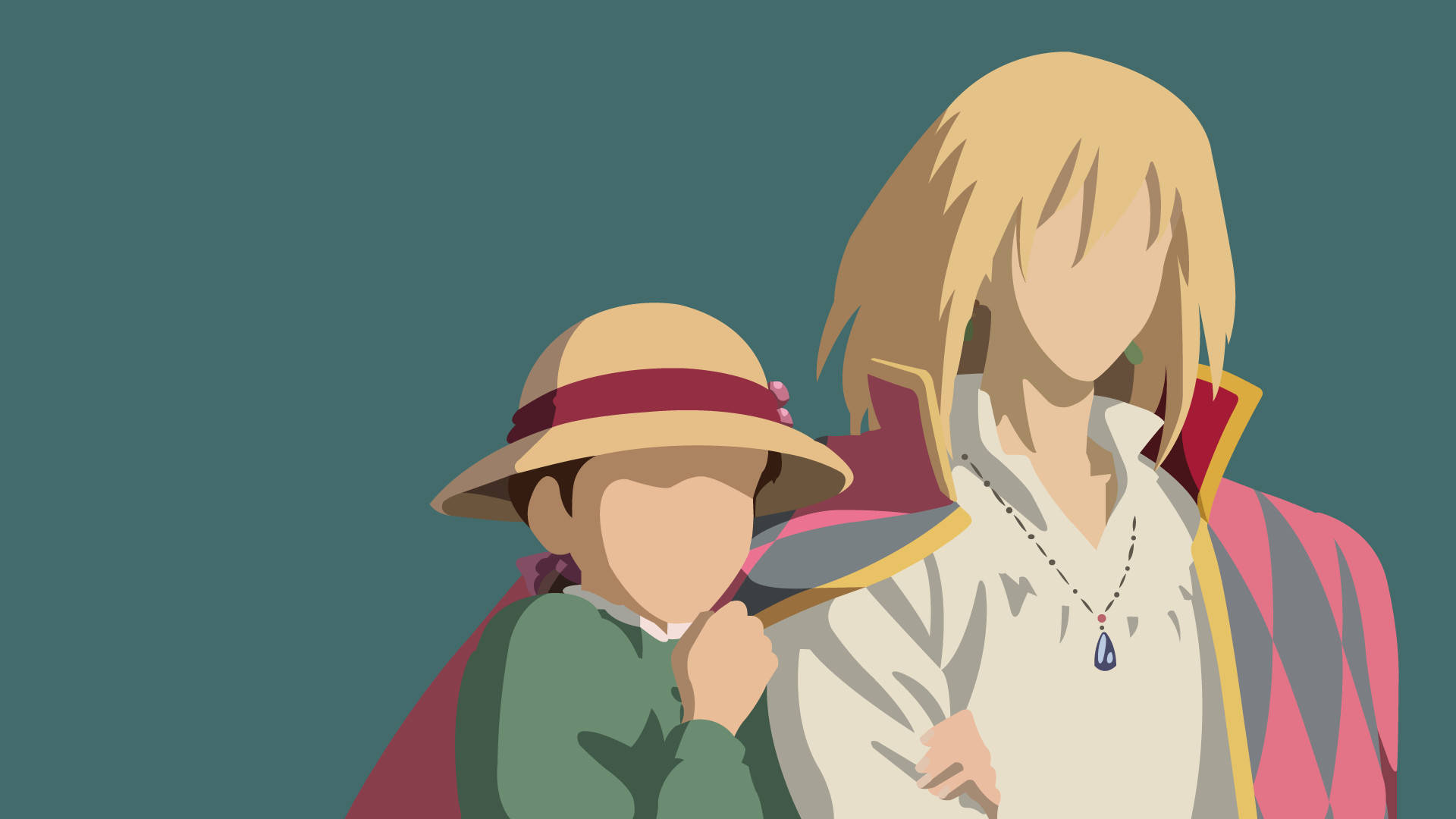Couple Vector Art Howl's Moving Castle Background