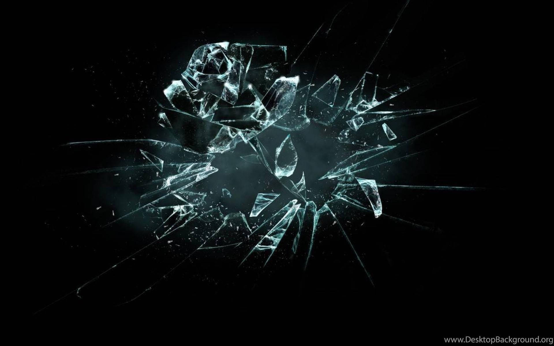 Cracked Screen Black Glass Background