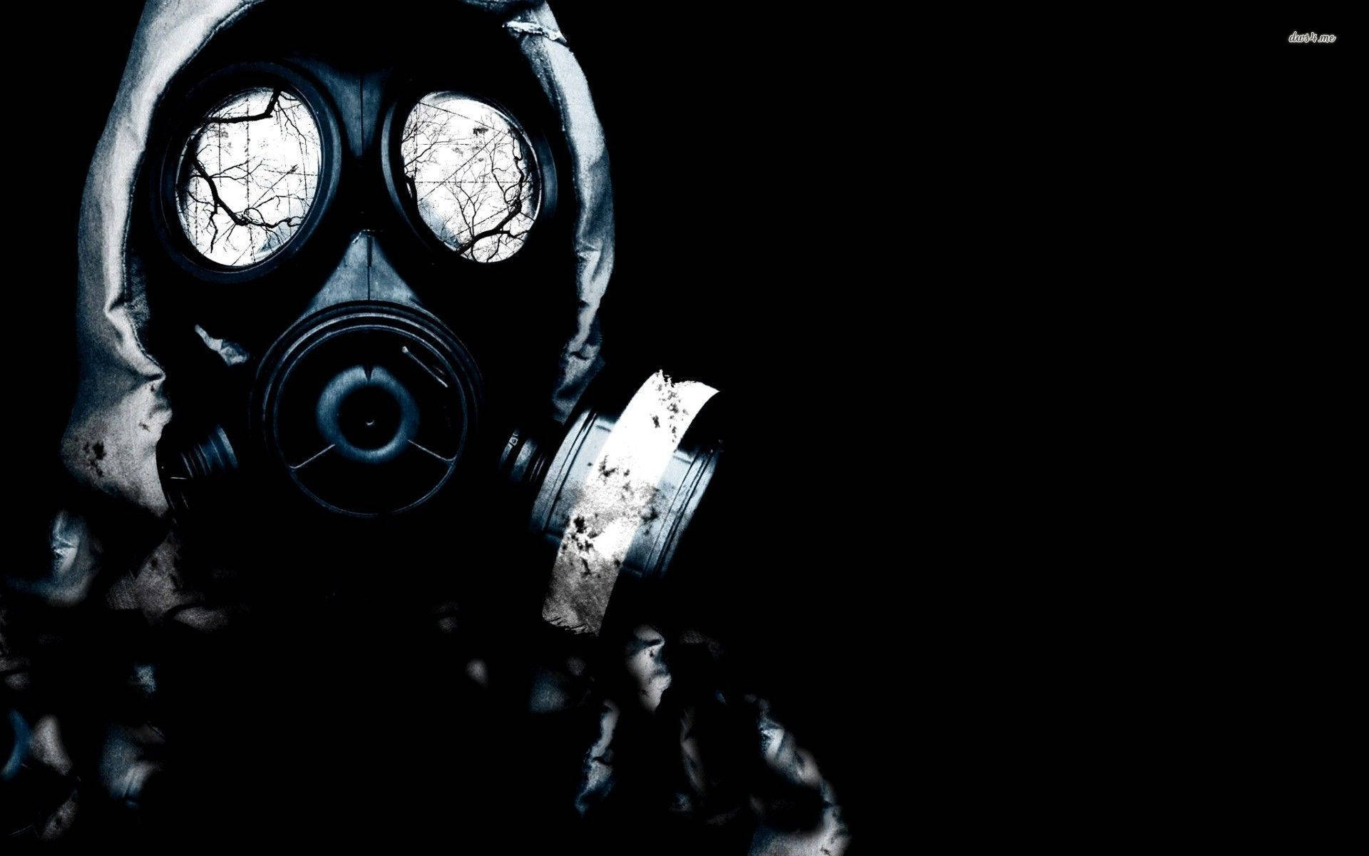 Creepy Gas Mask Man Background