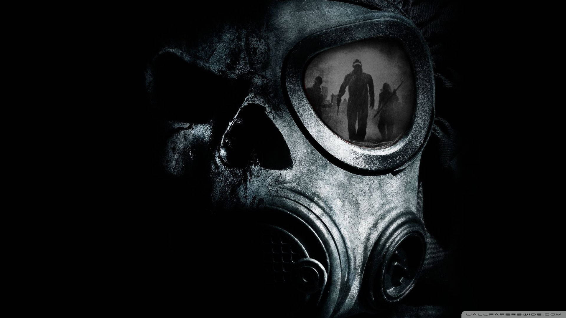 Creepy Gas Mask Reflection Background