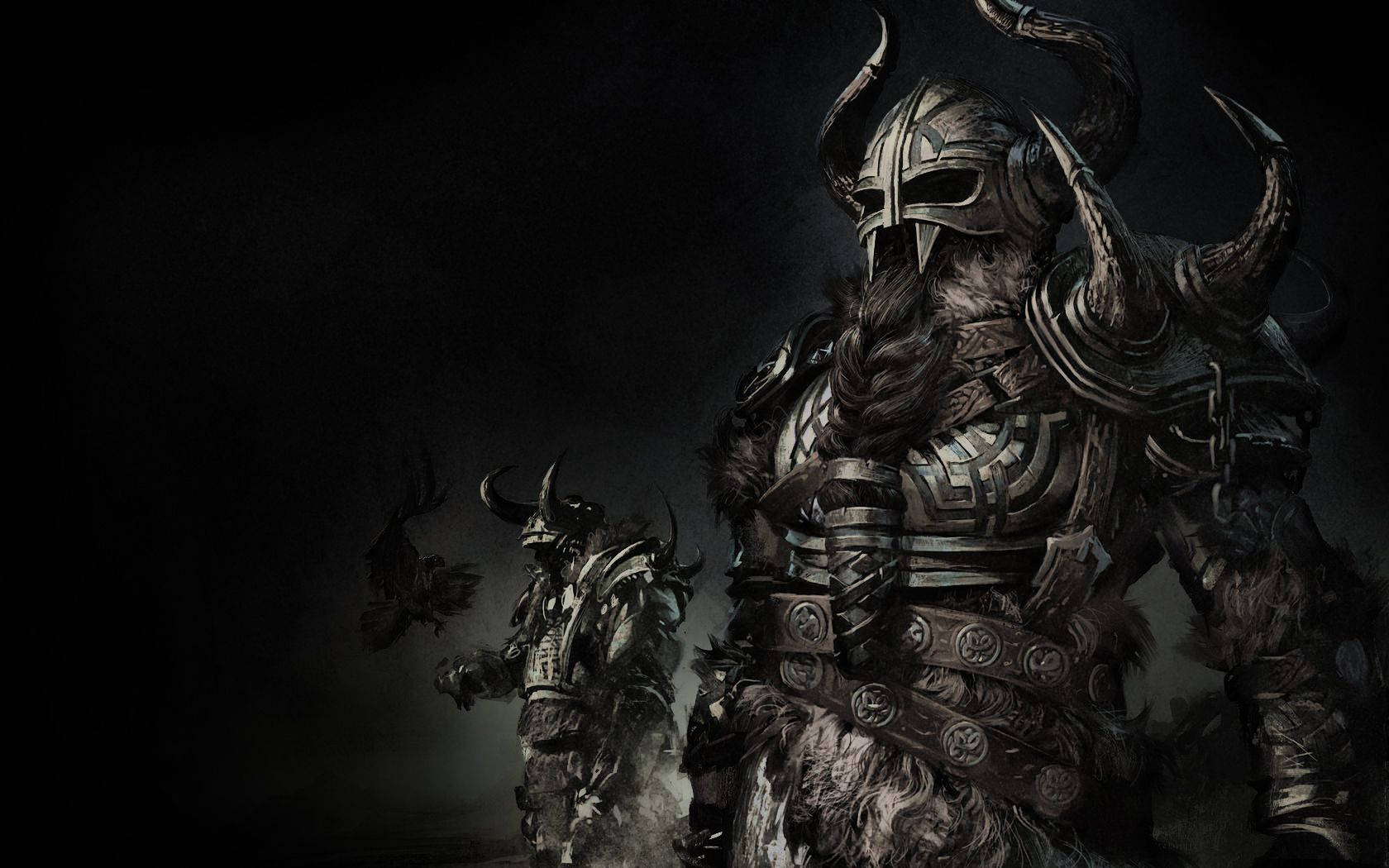 Creepy Norse Warrior In Armor Background