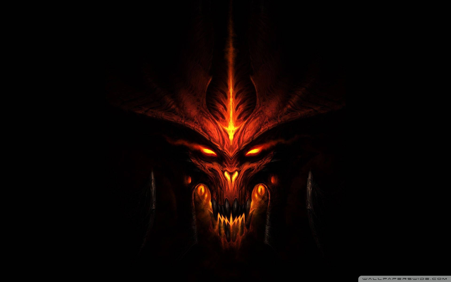 Creepy Red Demon In Diablo Background