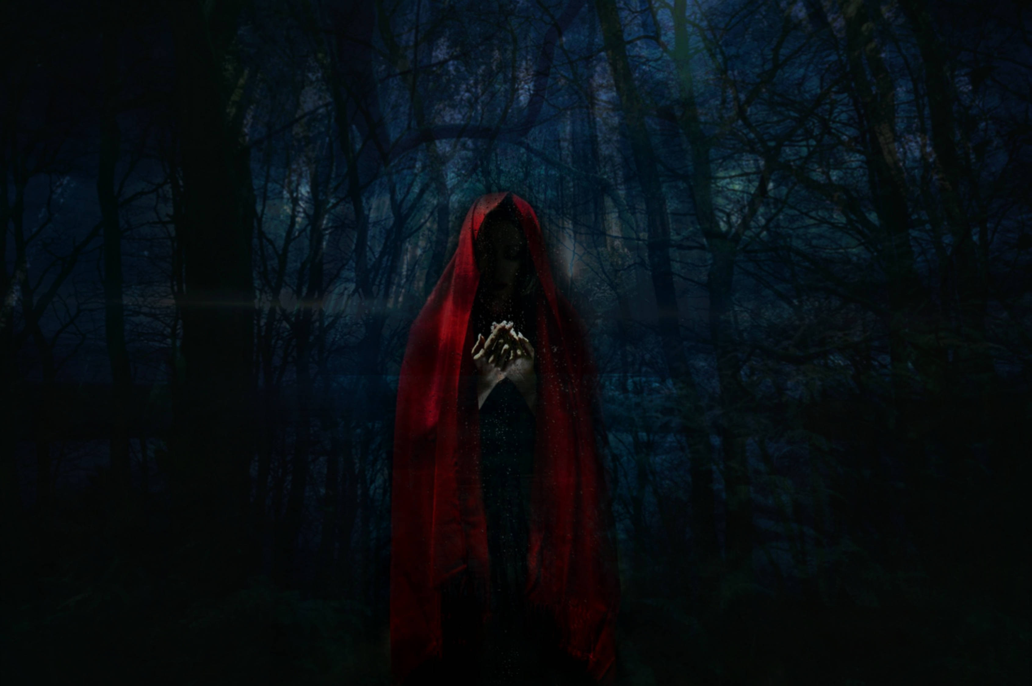 Creepy Red Hood Forest Background