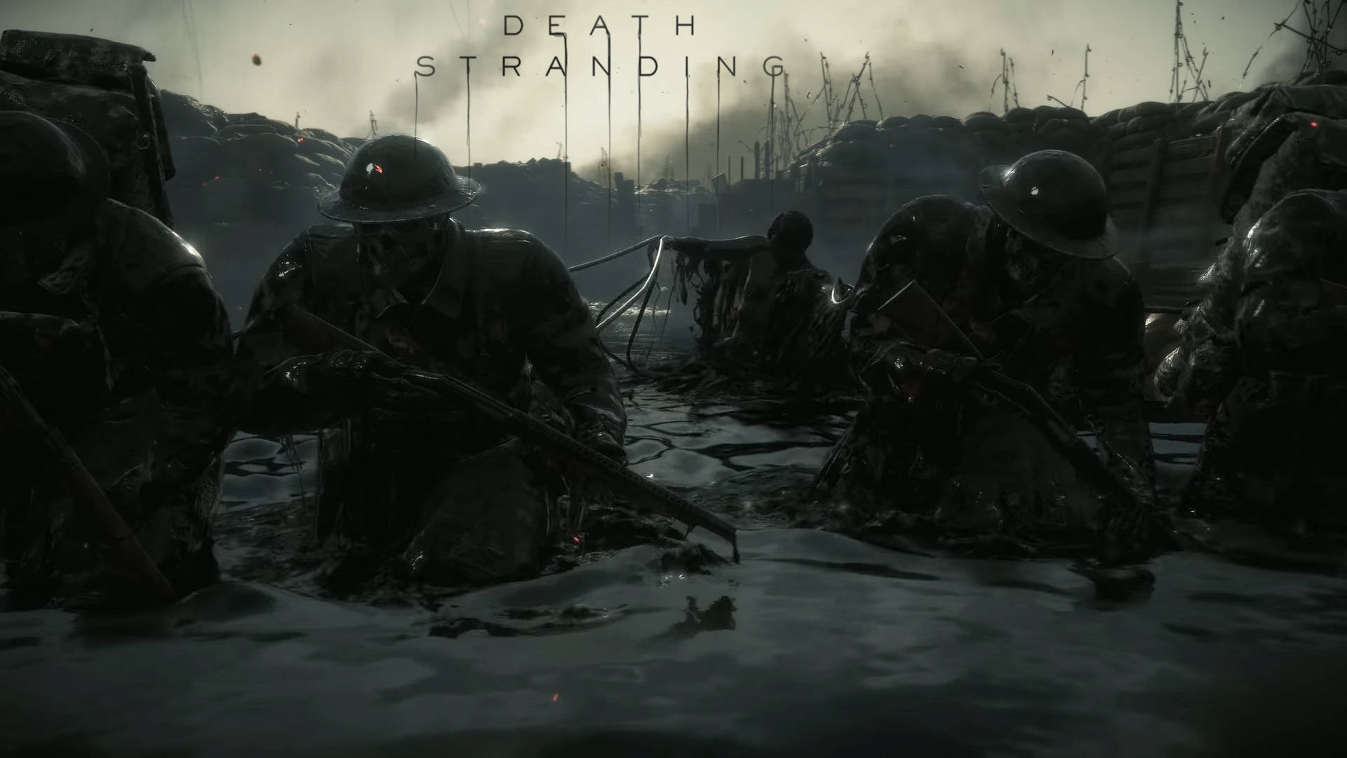 Creepy Skeleton Soldiers Death Stranding Dark Background