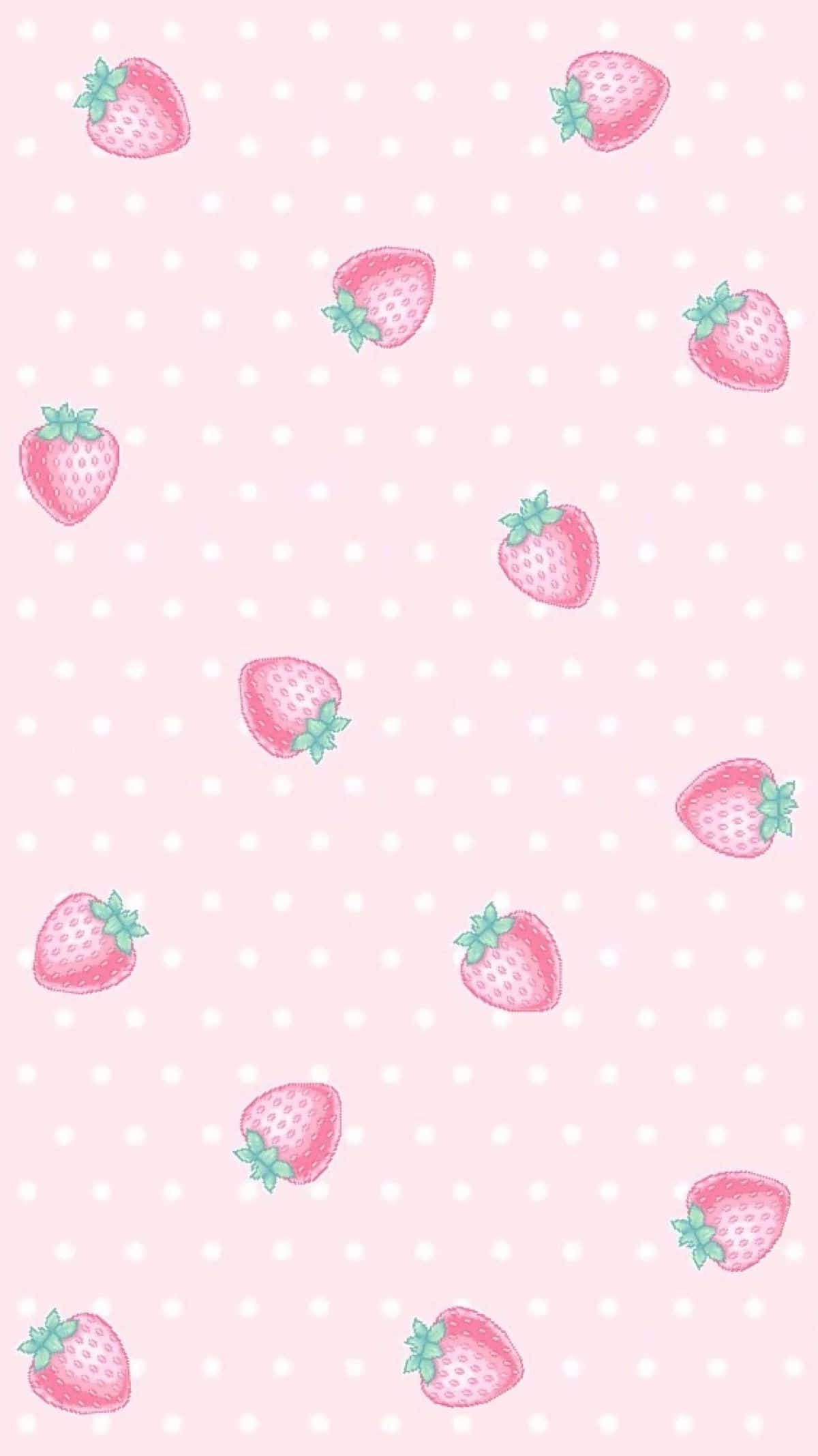 Download Light Pink Aesthetic Cute Strawberry Wallpaper | Wallpapers.com