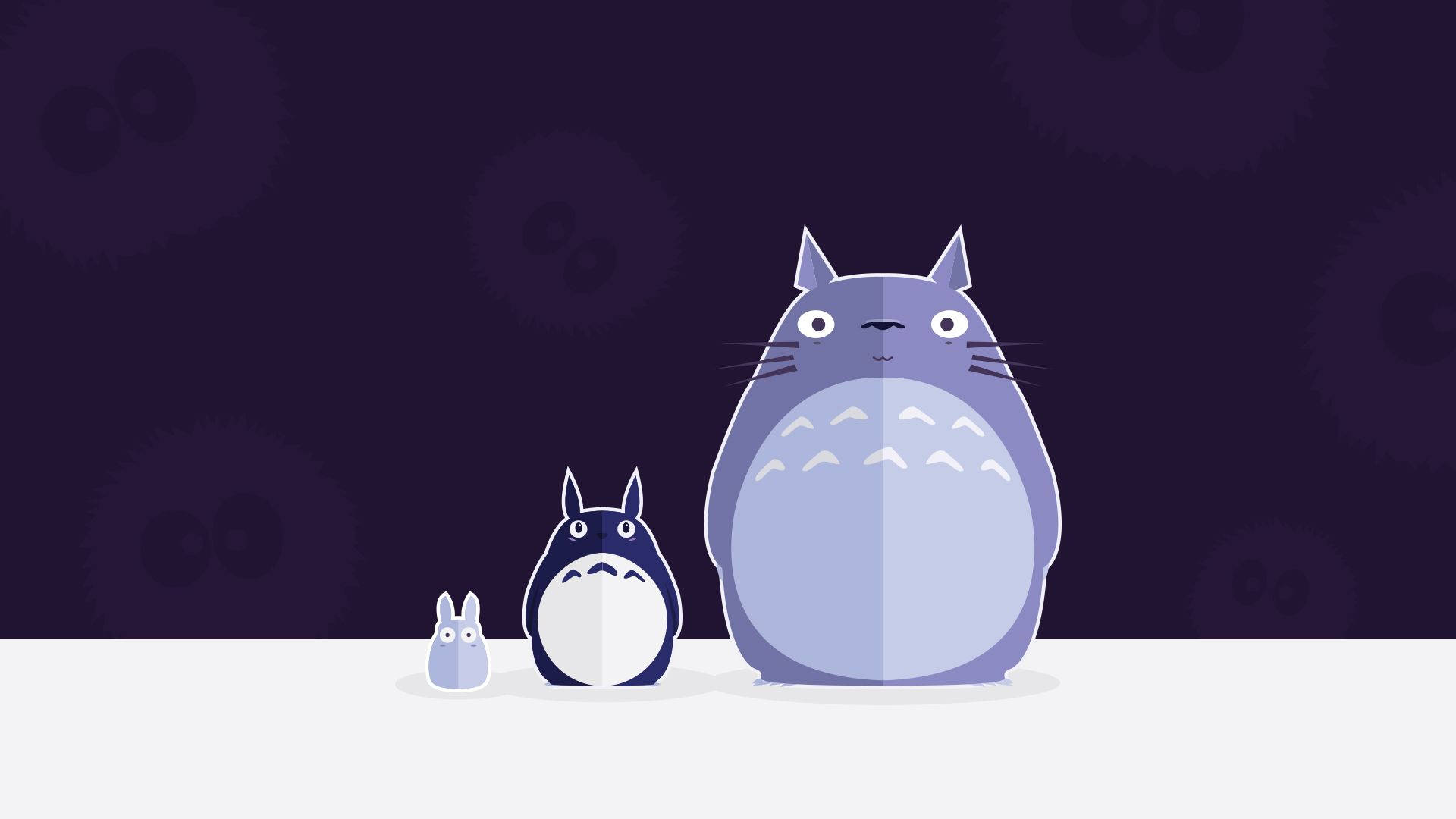 Cute Three Indigo Totoro Background