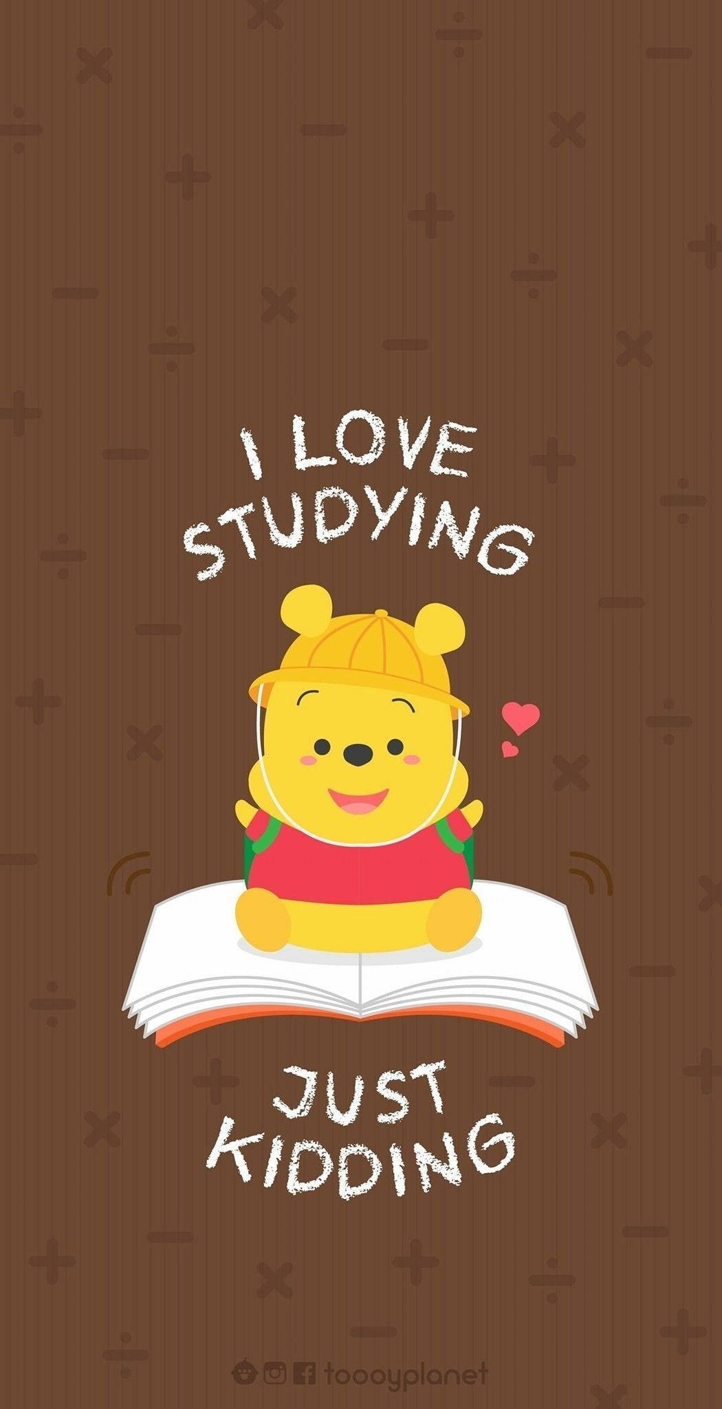 Download Cute Winnie The Pooh Iphone Love Studying Kidding Wallpaper |  