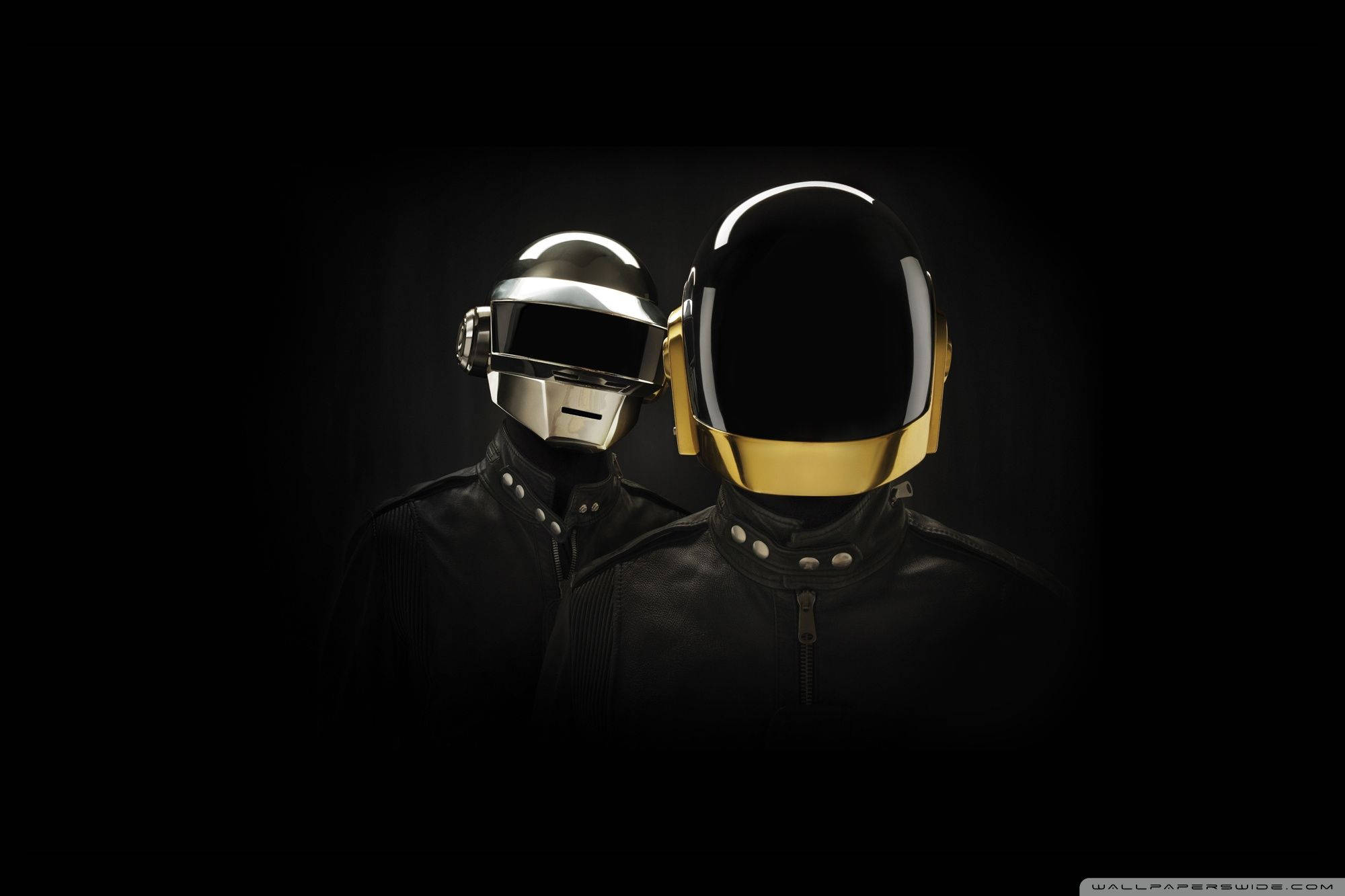 Daft Punk Silver And Gold Helmets Background