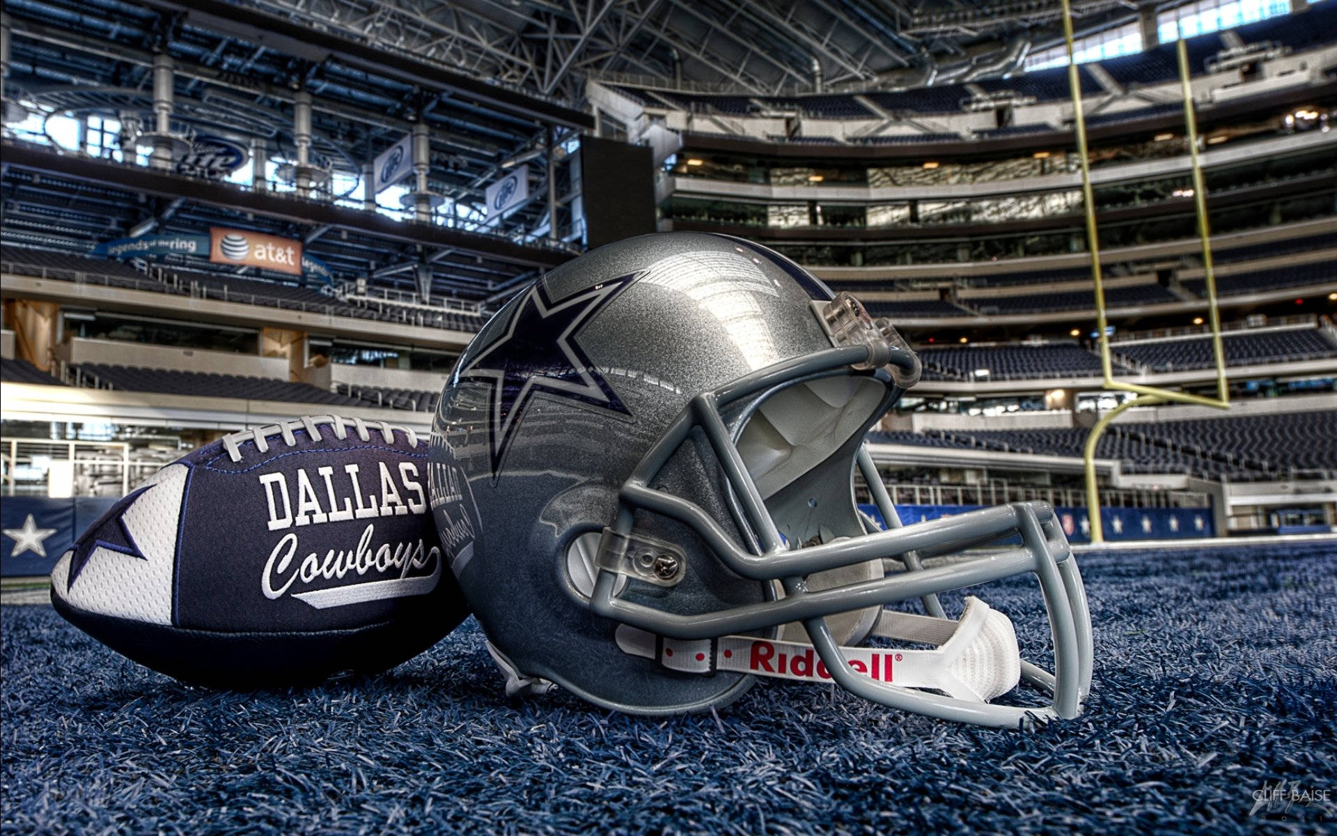 Dallas Cowboys Helmet And Ball Background