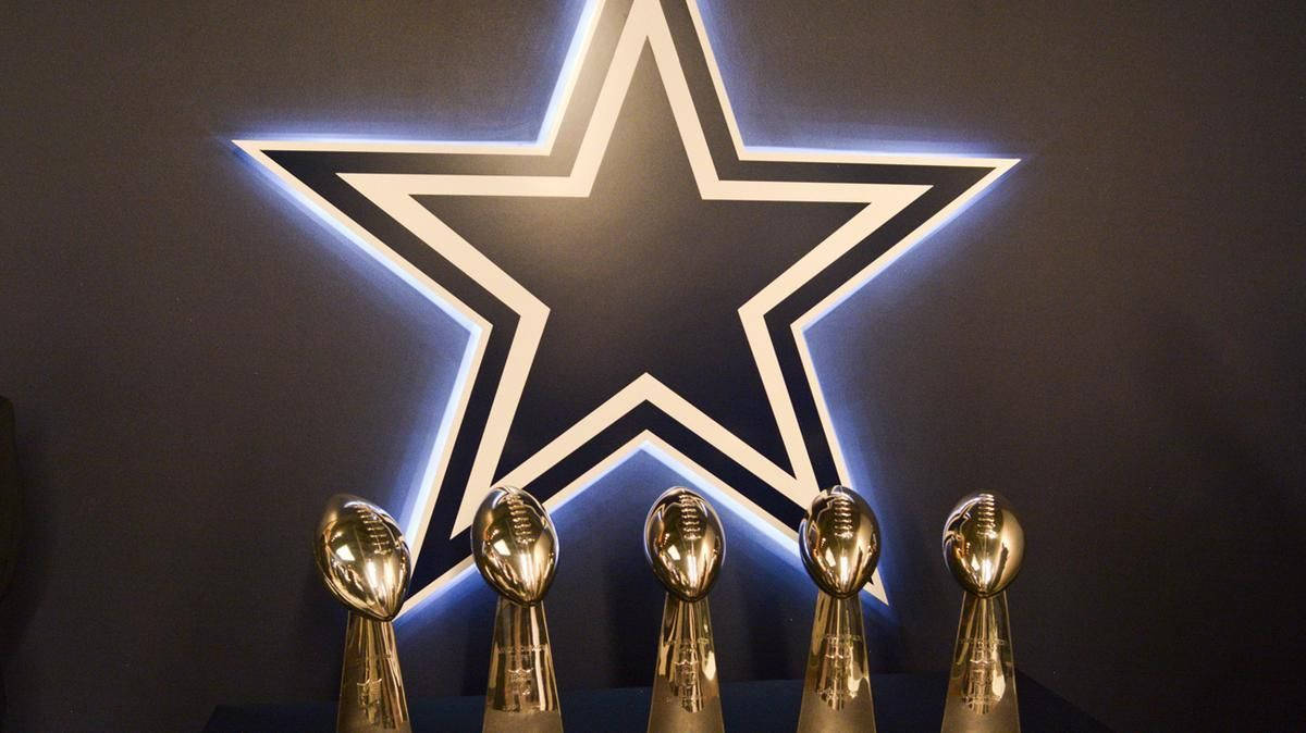 Dallas Cowboys Logo And Trophies Background
