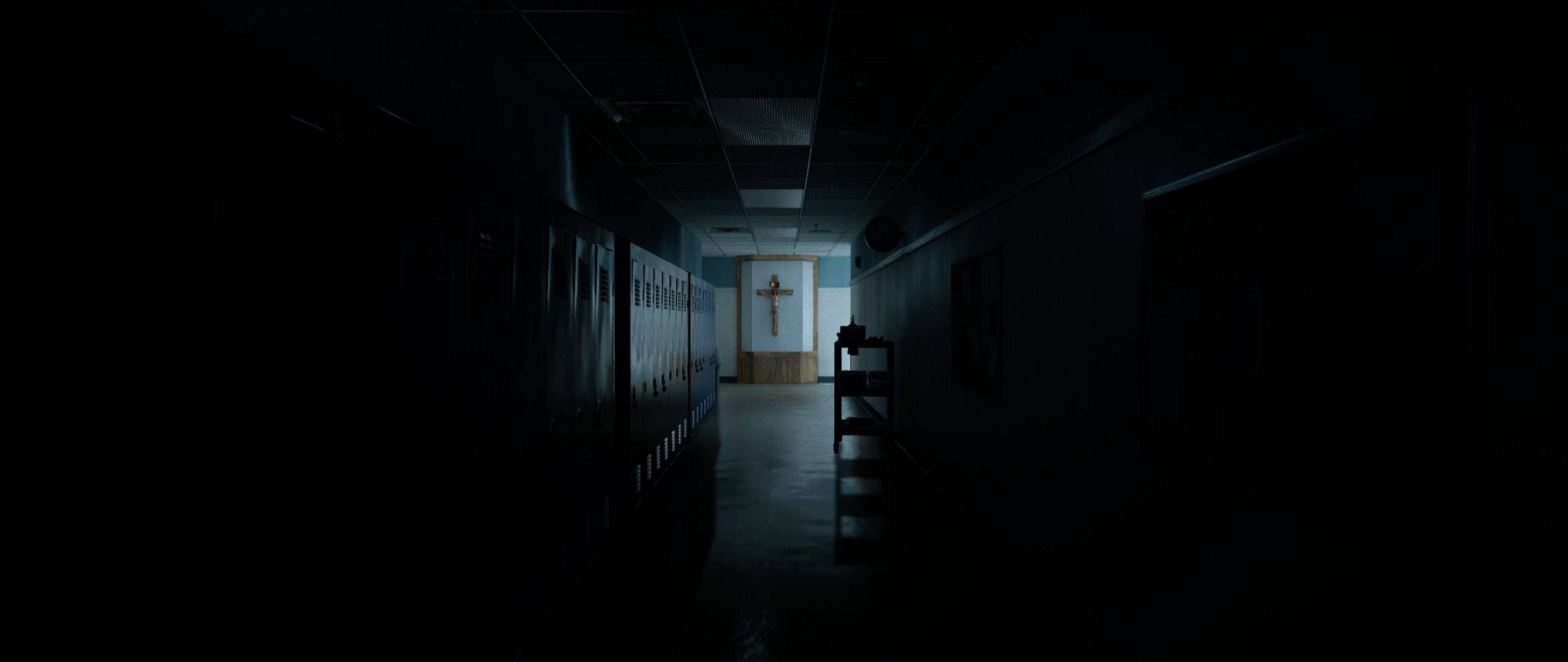Dark Church Hallway Background