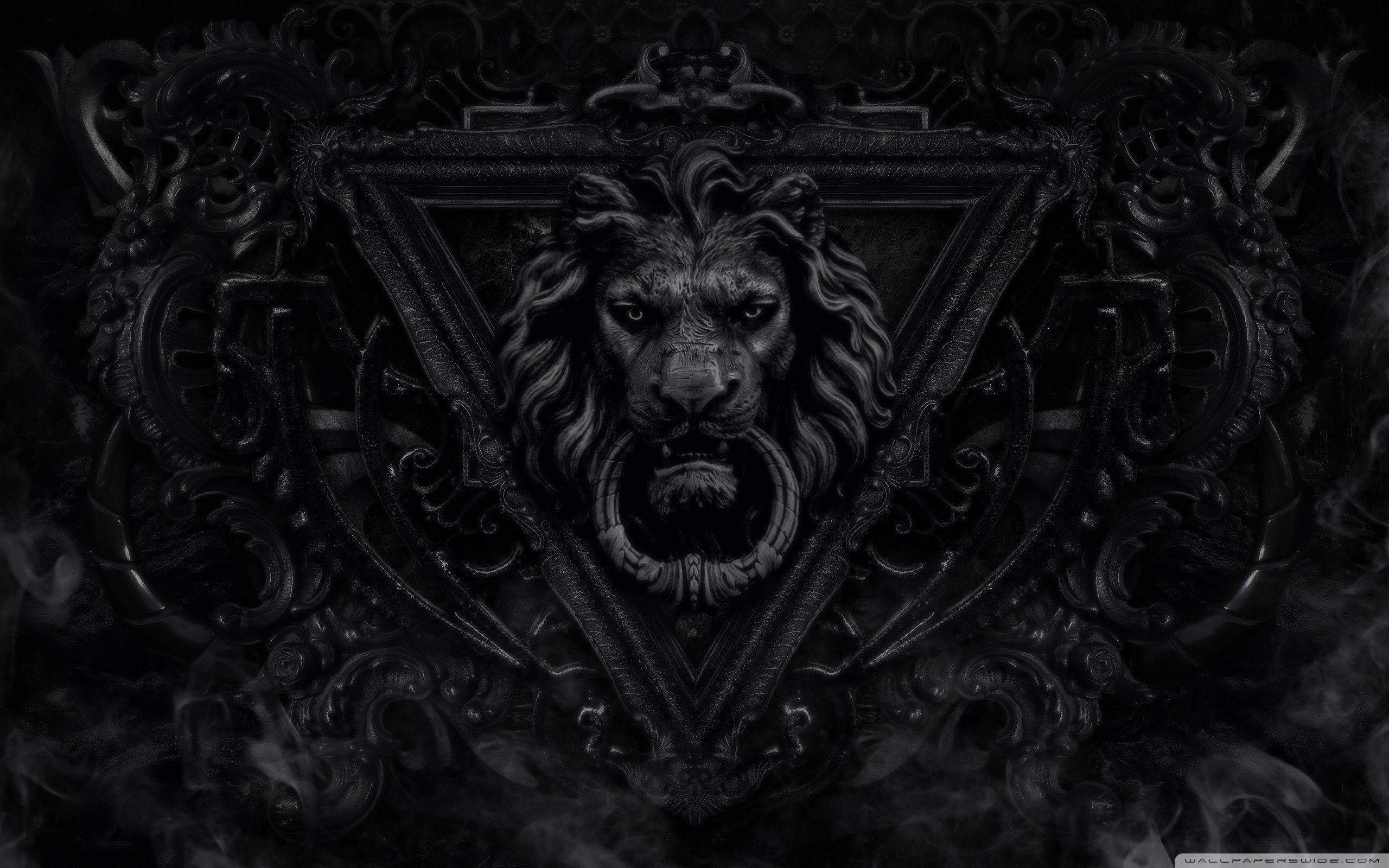 Dark Gothic Lion Door Knocker Background