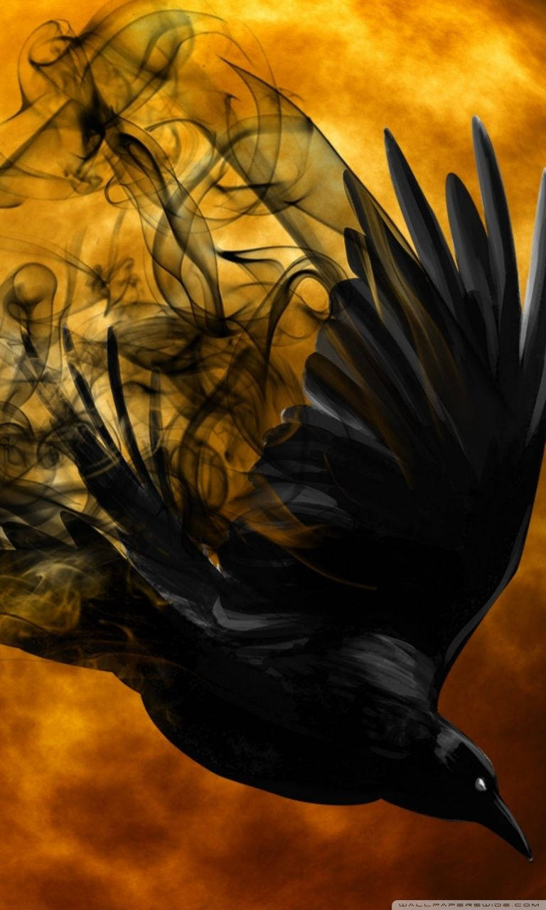 Dark Halloween Raven Phone Background