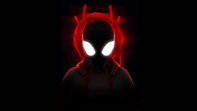Dark Miles Morales On Red Logo Background