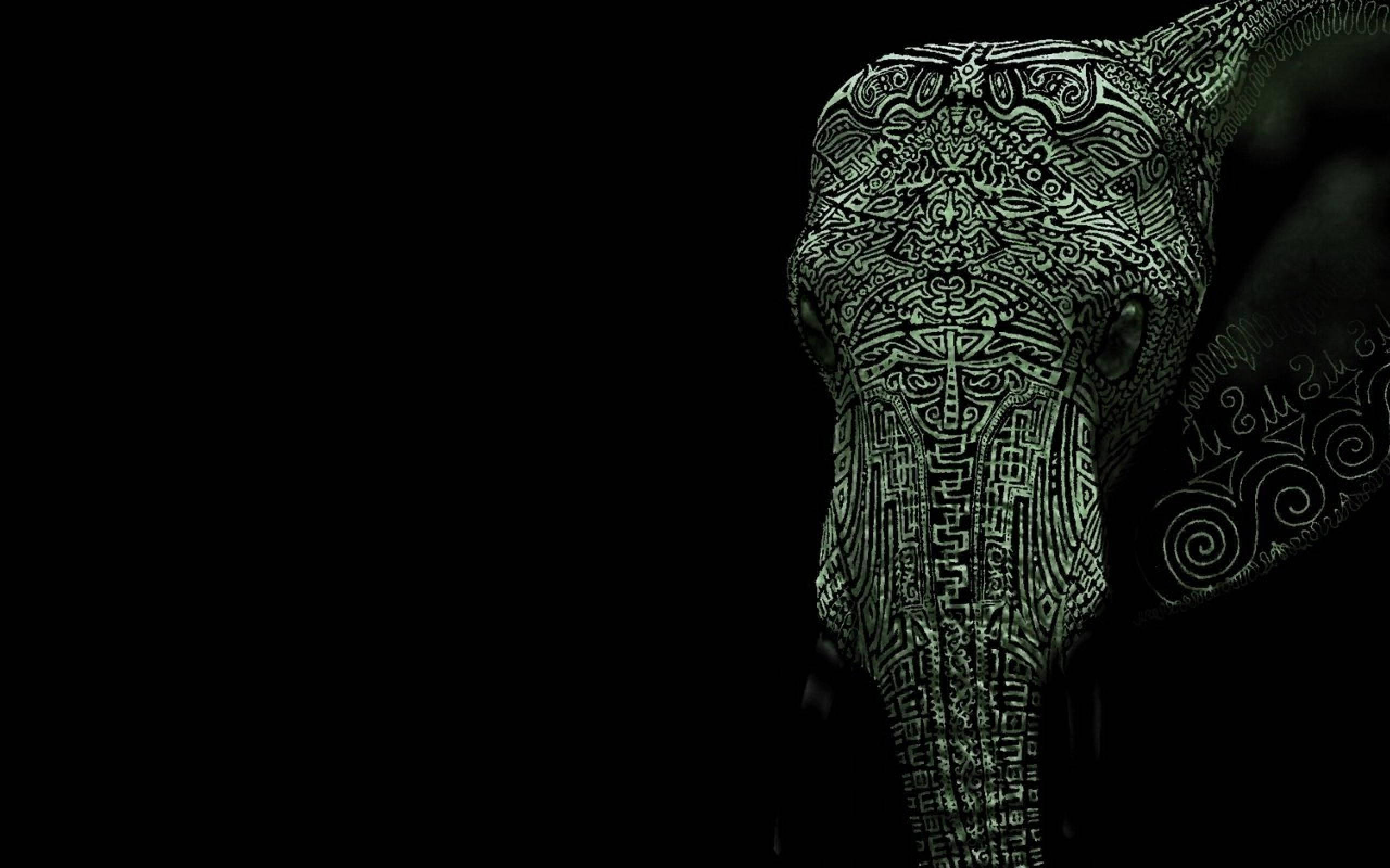 Dark Tribal Elephant Art Background
