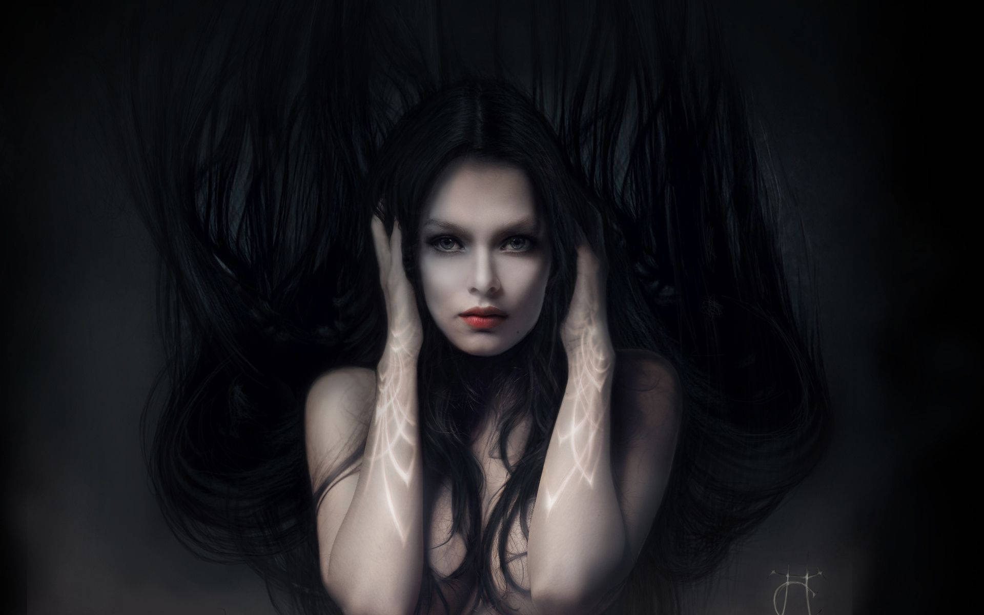 Dark Witch Long Hair Background