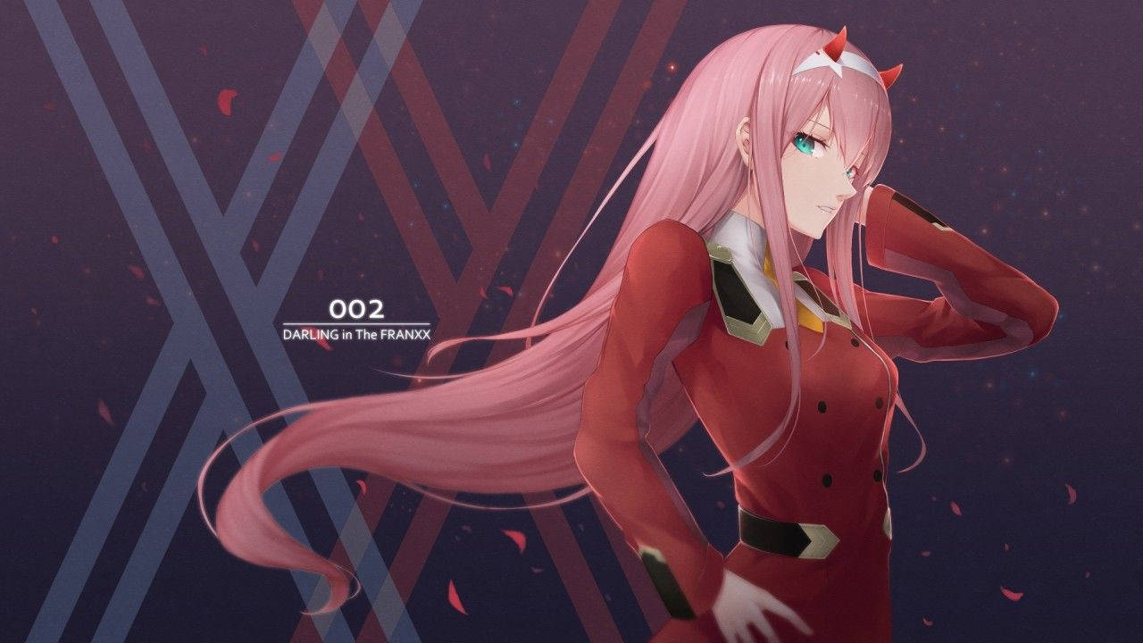 Darling In The Franxx Red Military Uniform Background