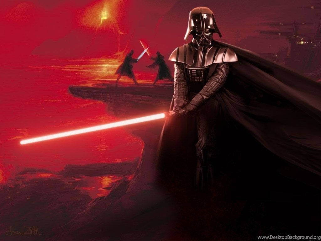 Darth Vader With Red Sword Background