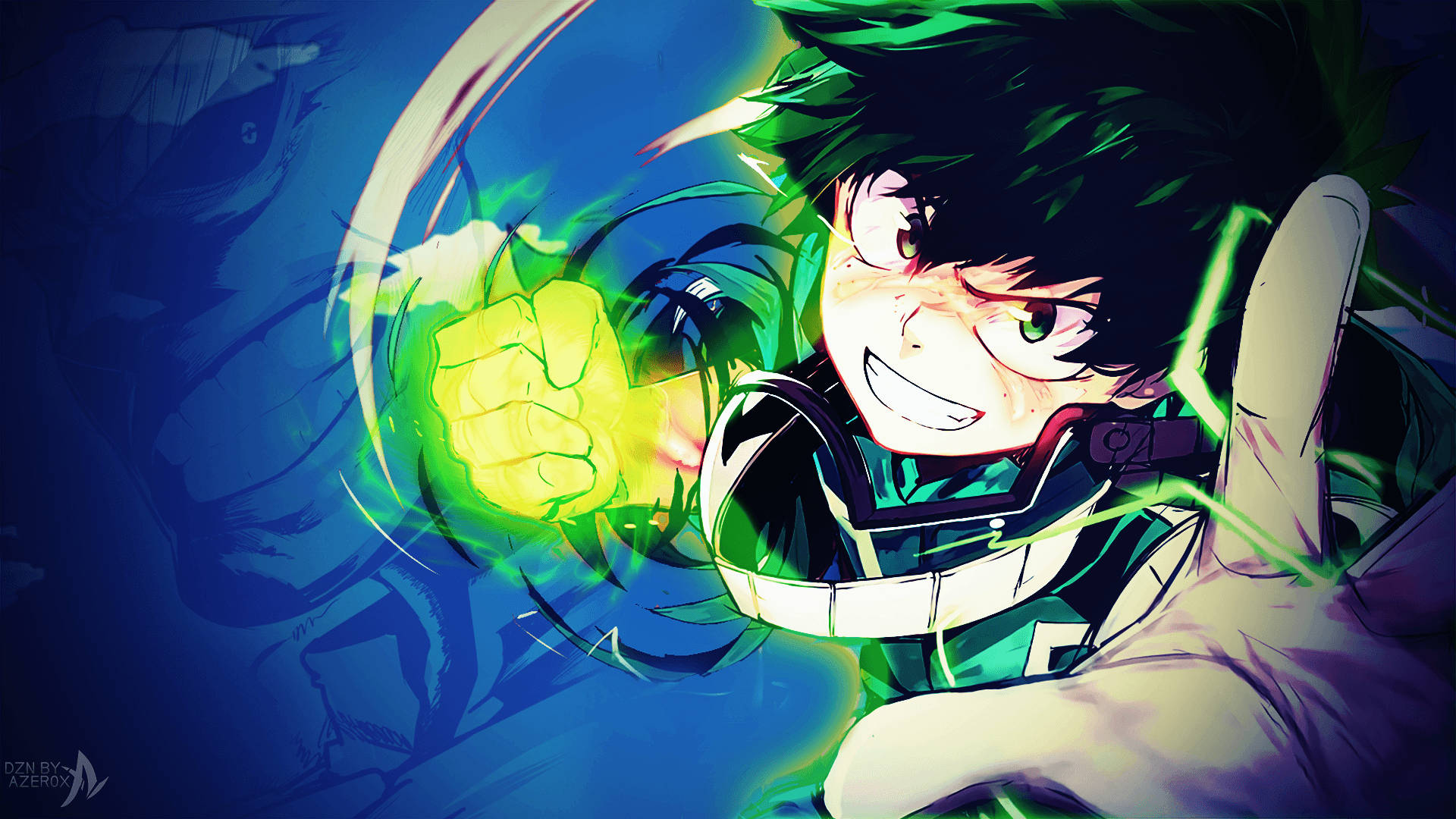Deku Glowing Green Punch Background